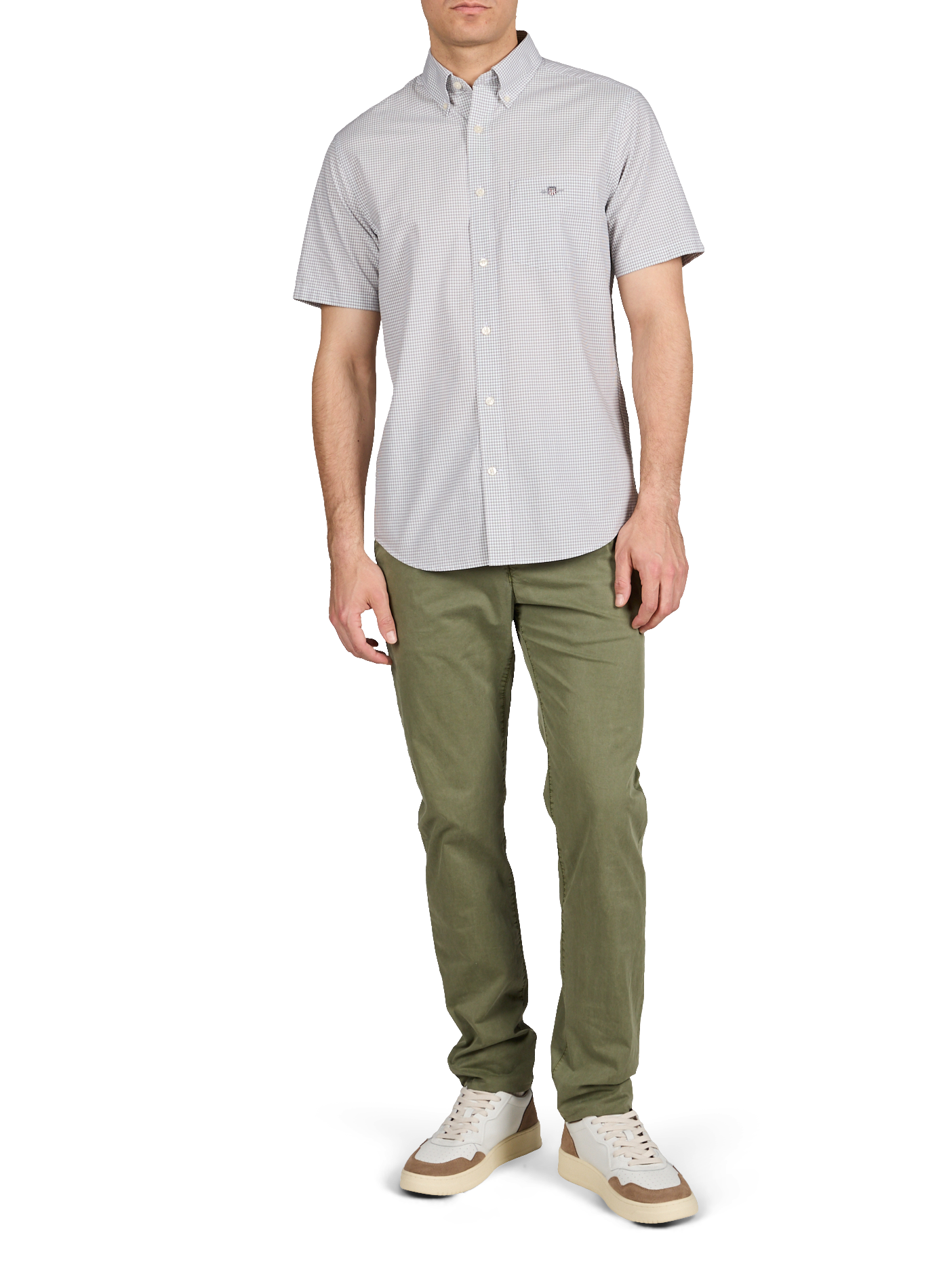 Chemise droite à carreaux en coton GANT Gris