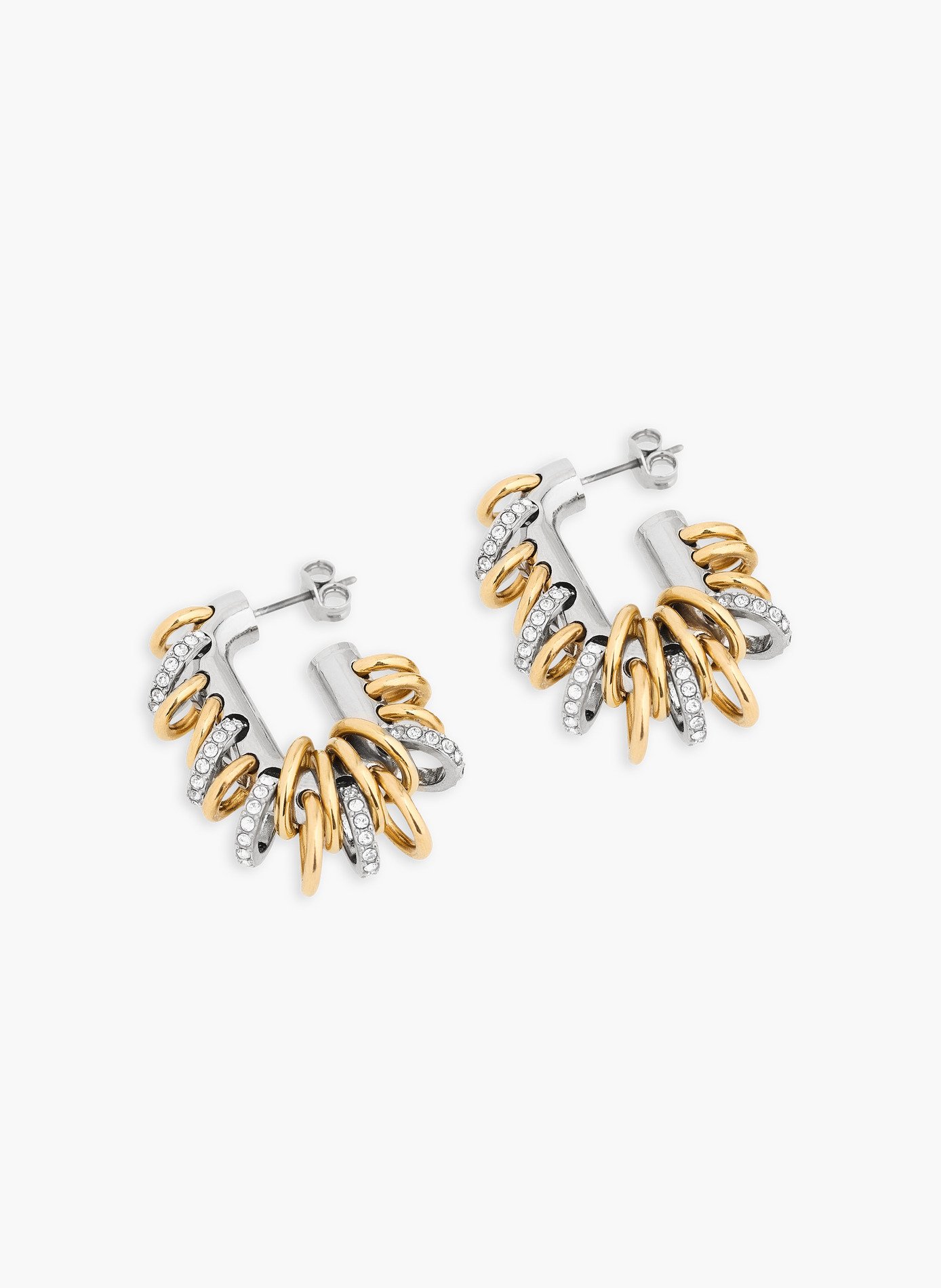 Petites boucles d'oreilles punk xl link bicolore argent et or RABANNE Argent