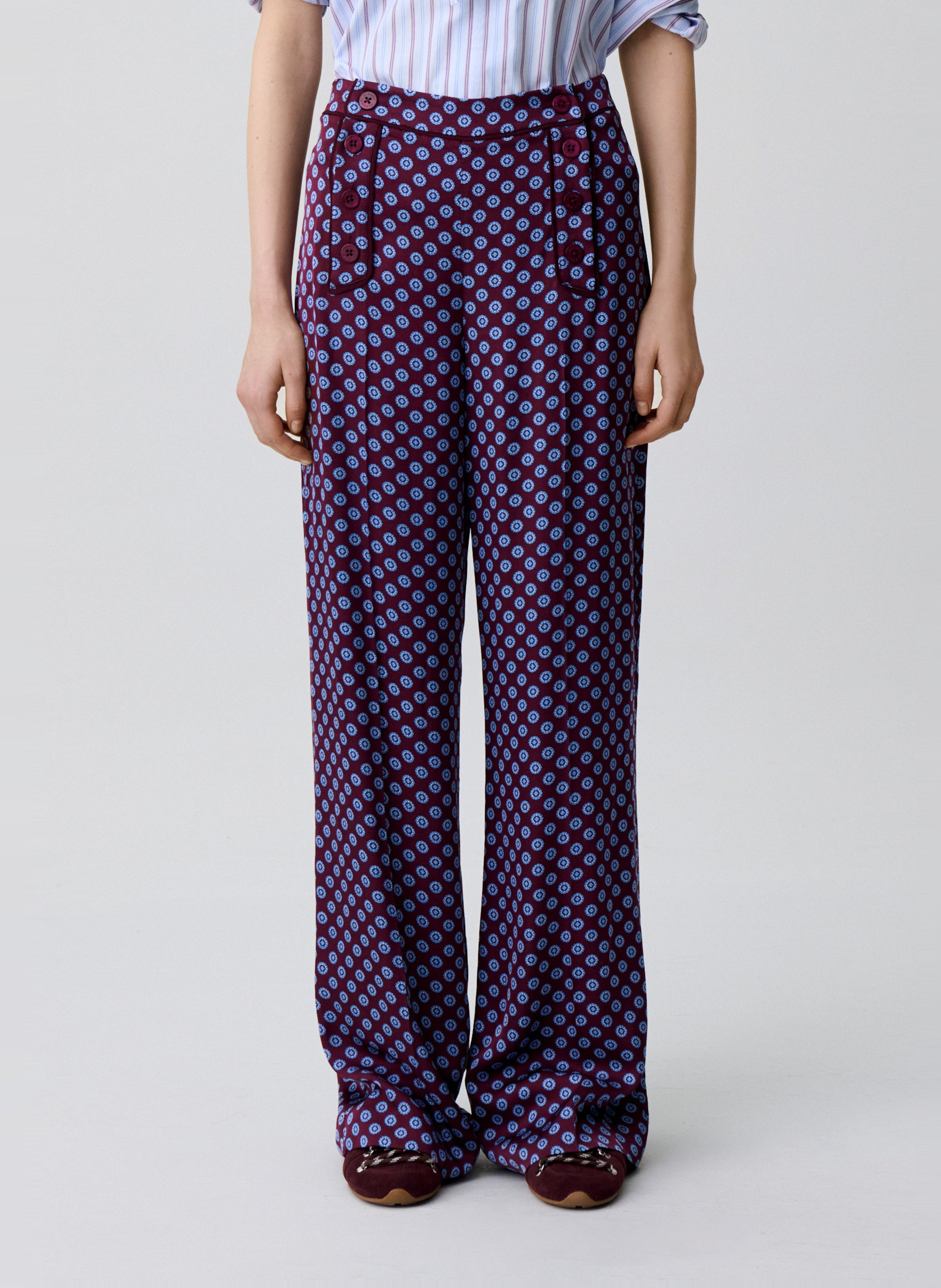 Pantalon large fluide imprimé CLAUDIE PIERLOT Rouge