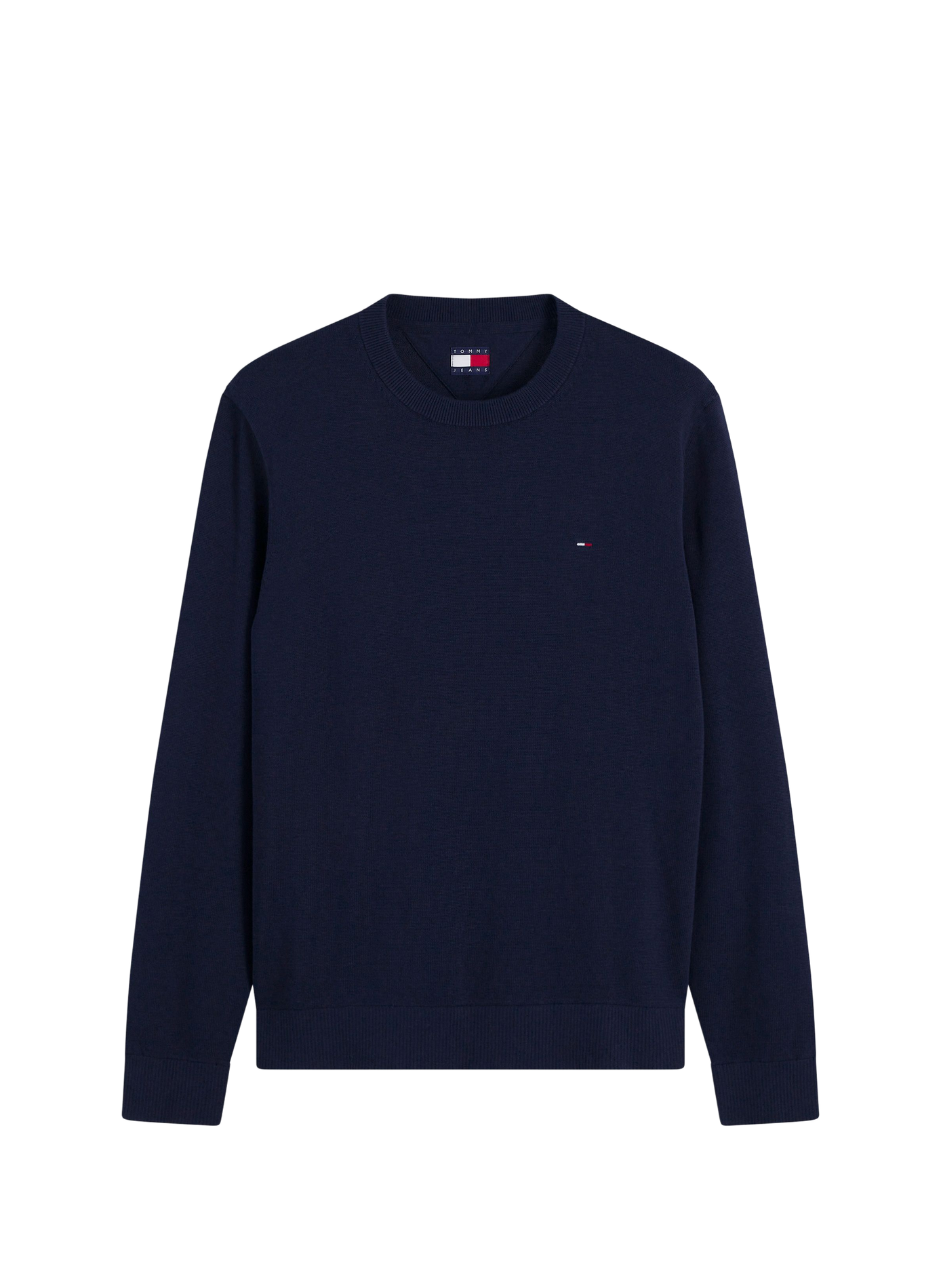 Round neck sweater with embroidered logo in cotton  Dark night navy