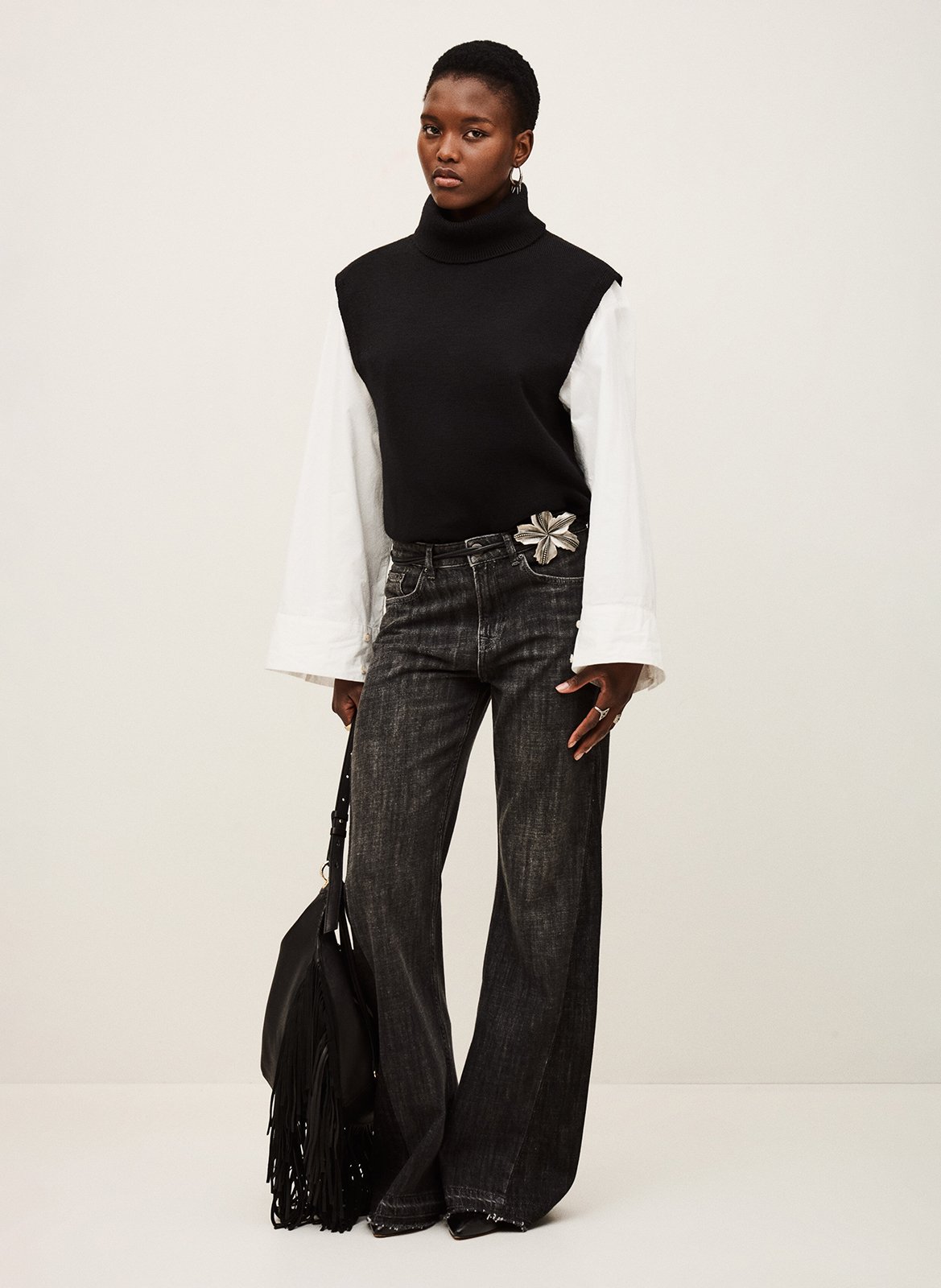 Fadou organic cotton flare jeans BA&SH Black