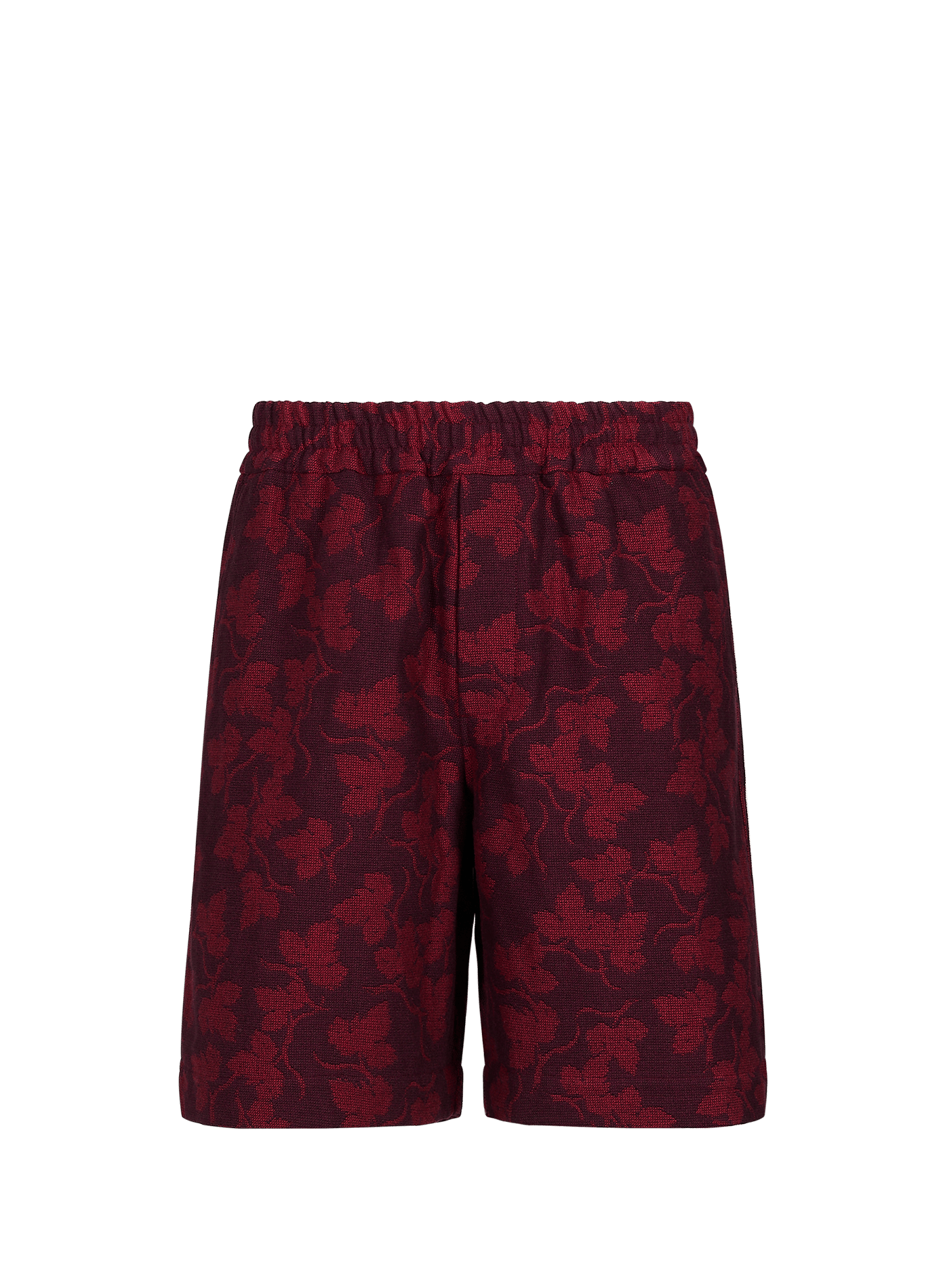 Vine Leaf Jacquard Cotton Shorts DROLE DE MONSIEUR Red