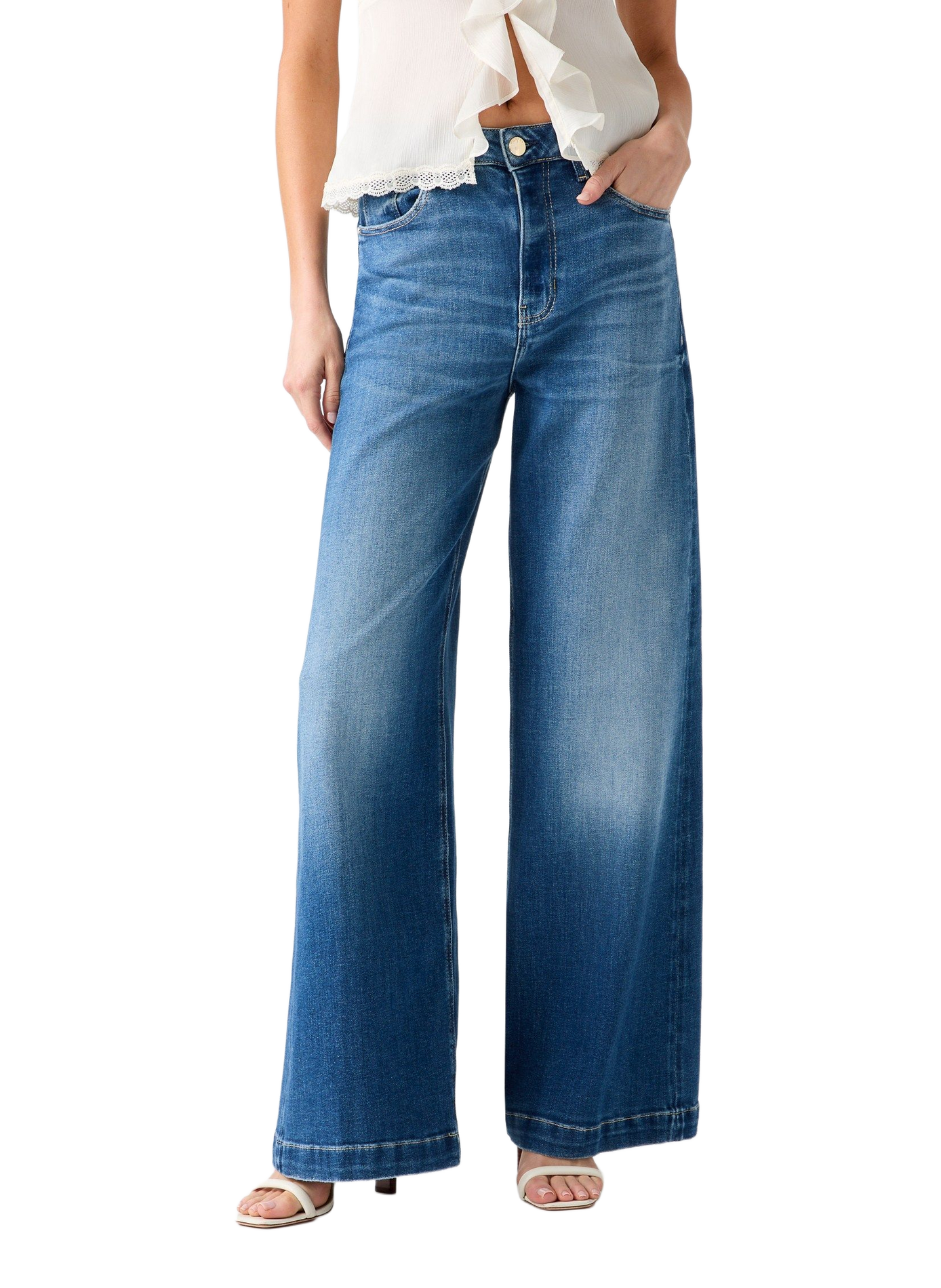 Weite Hose aus Baumwollmischung GUESS Blau