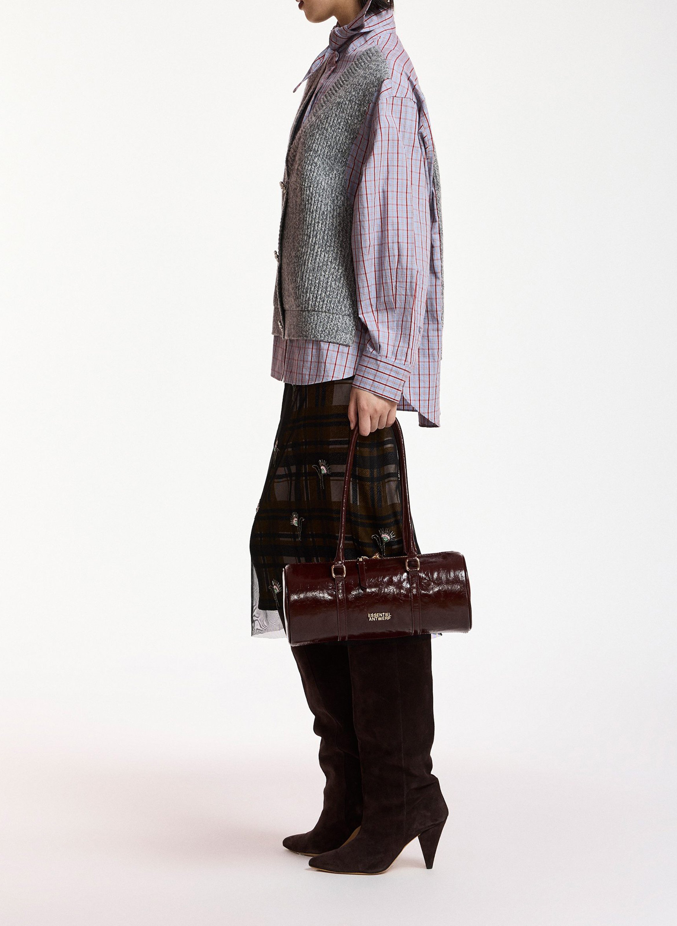 Chemise oversize superposée en laine kute ESSENTIEL ANTWERP Gris