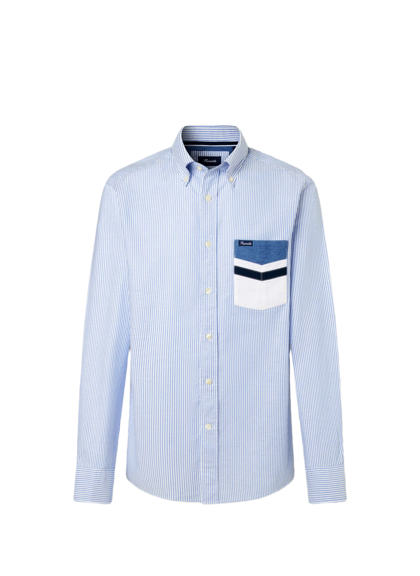 Rechte gestreepte katoenen blouse met knoopkraag FACONNABLE Blauw