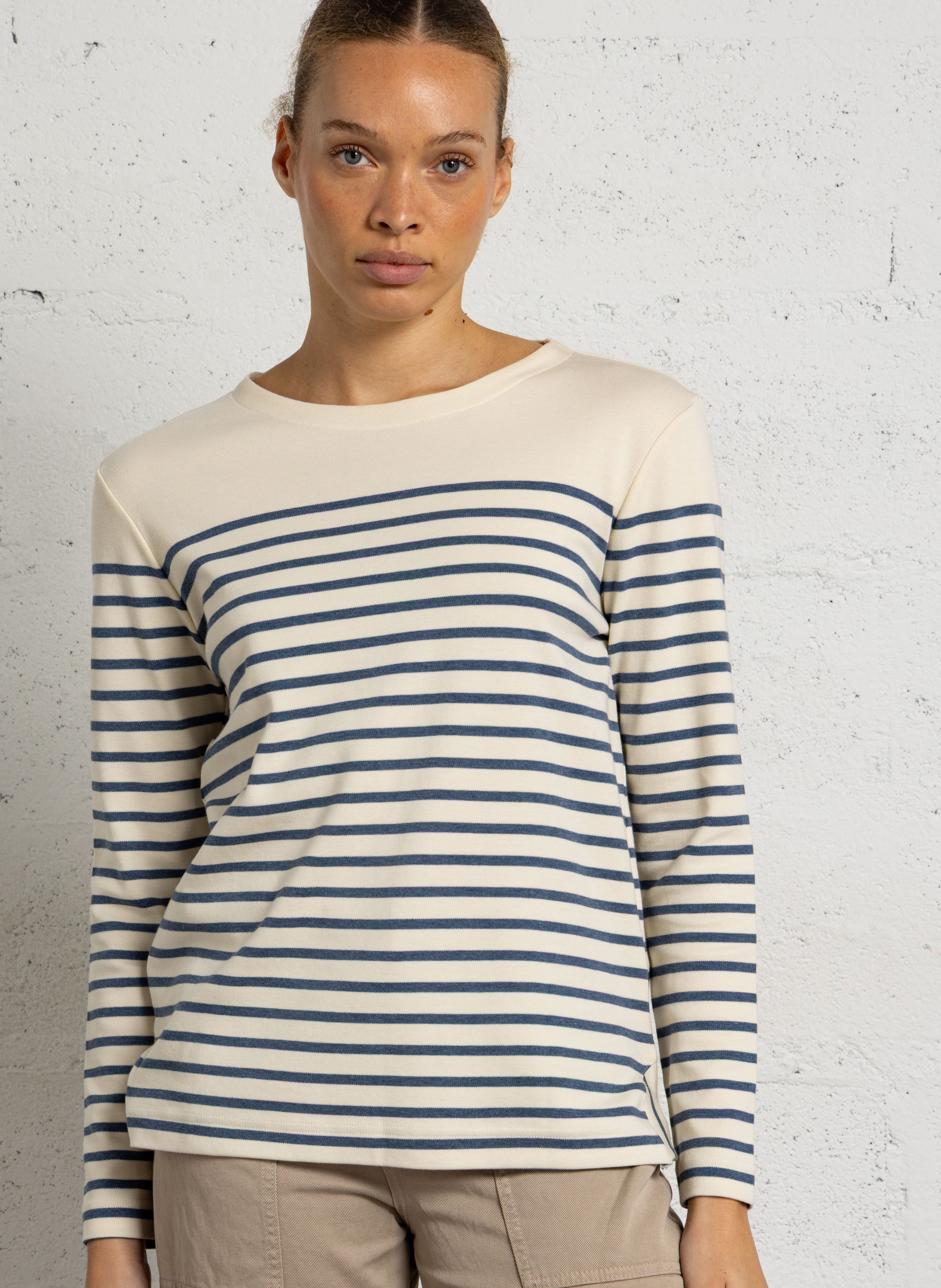 T-shirt met strepen en korte mouwen van katoen ARMOR-LUX Beige