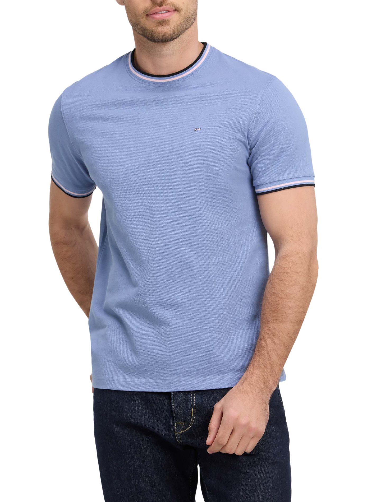 Tee-shirt col rond en coton EDEN PARK Blauw