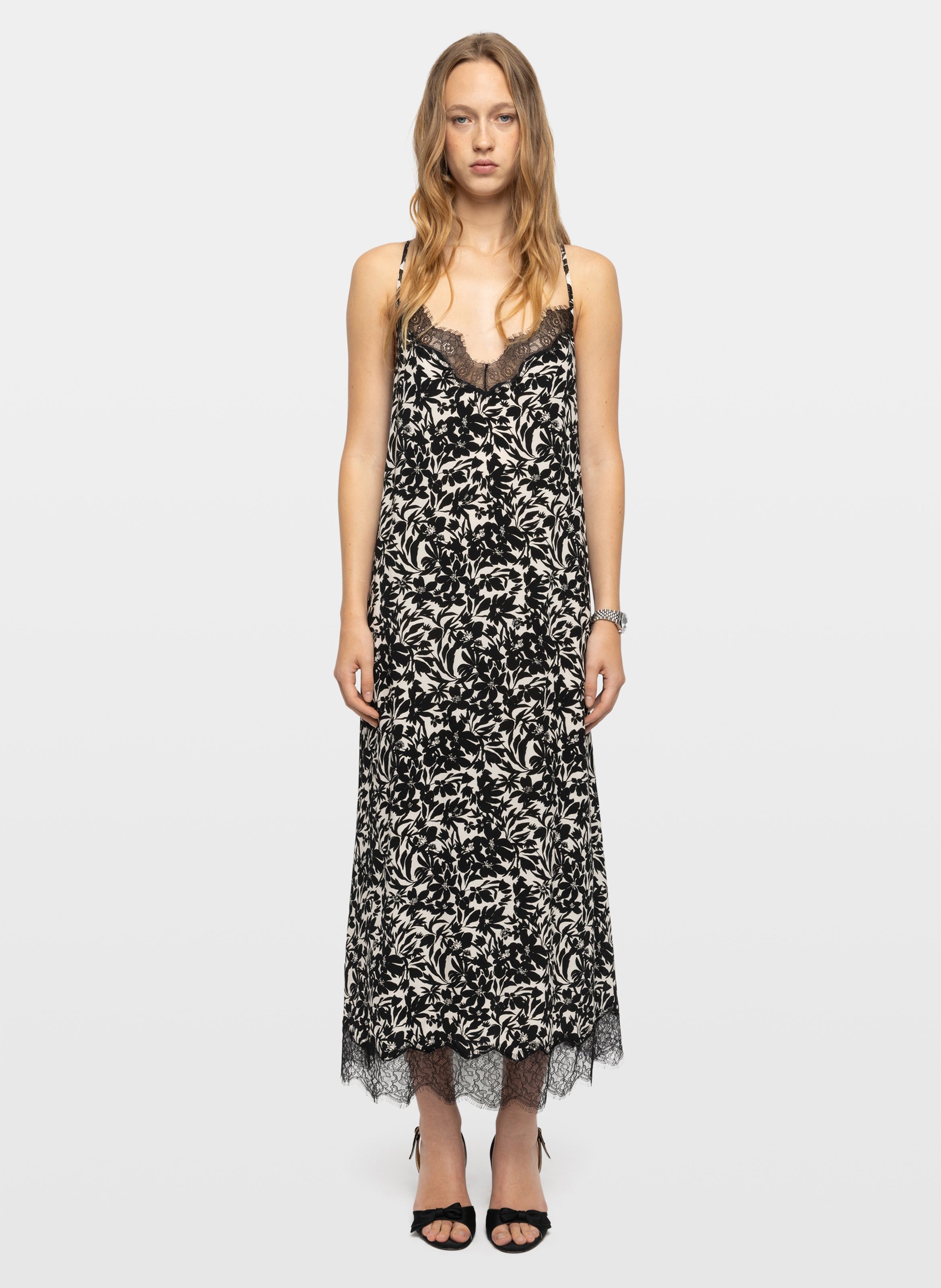 Robe longue encolure v en dentelle respa ZADIG&VOLTAIRE Zwart