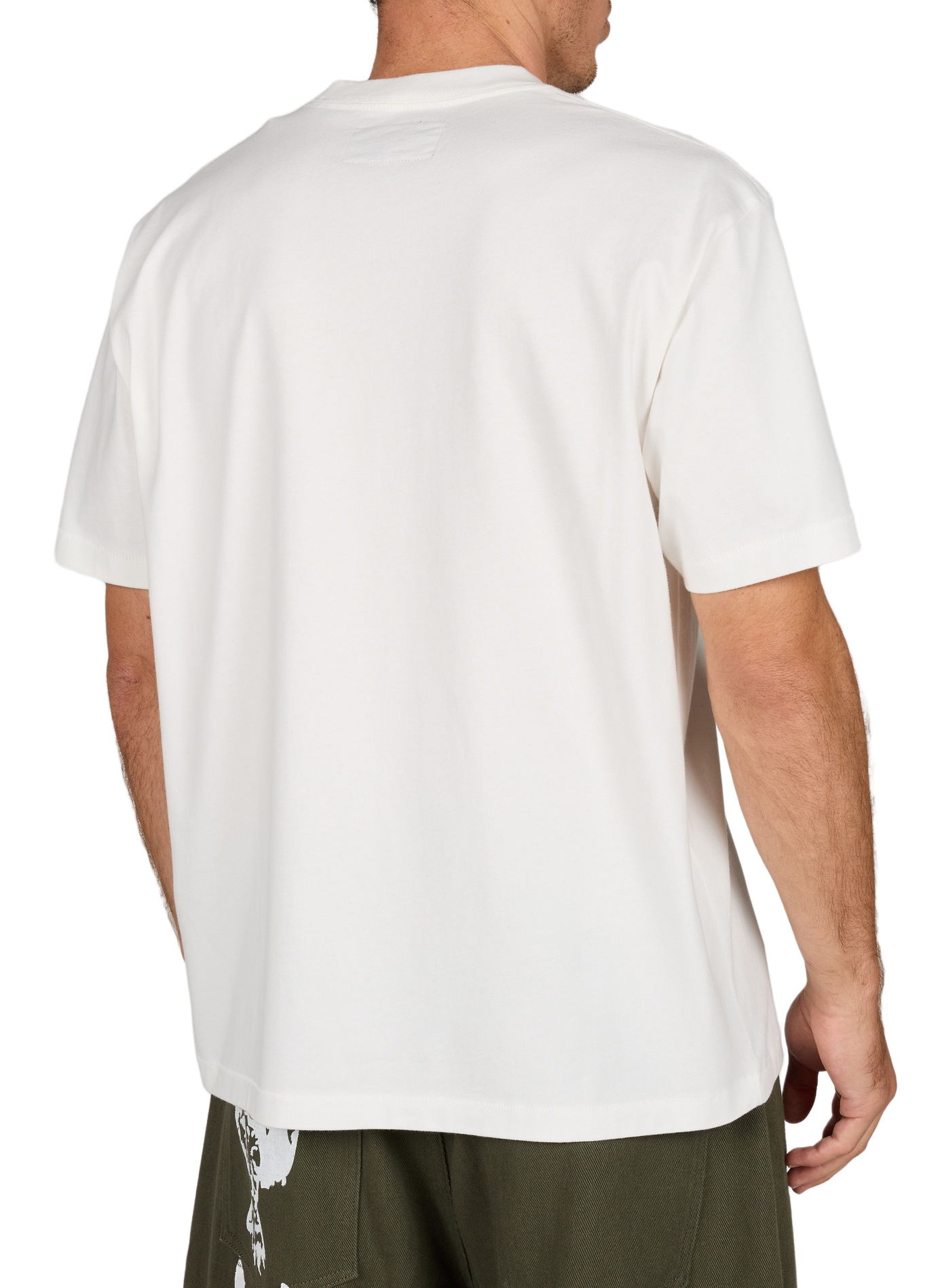 Gerader Rundhalsausschnitt bedrucktes Baumwoll-T-Shirt KIDSUPER Weiss