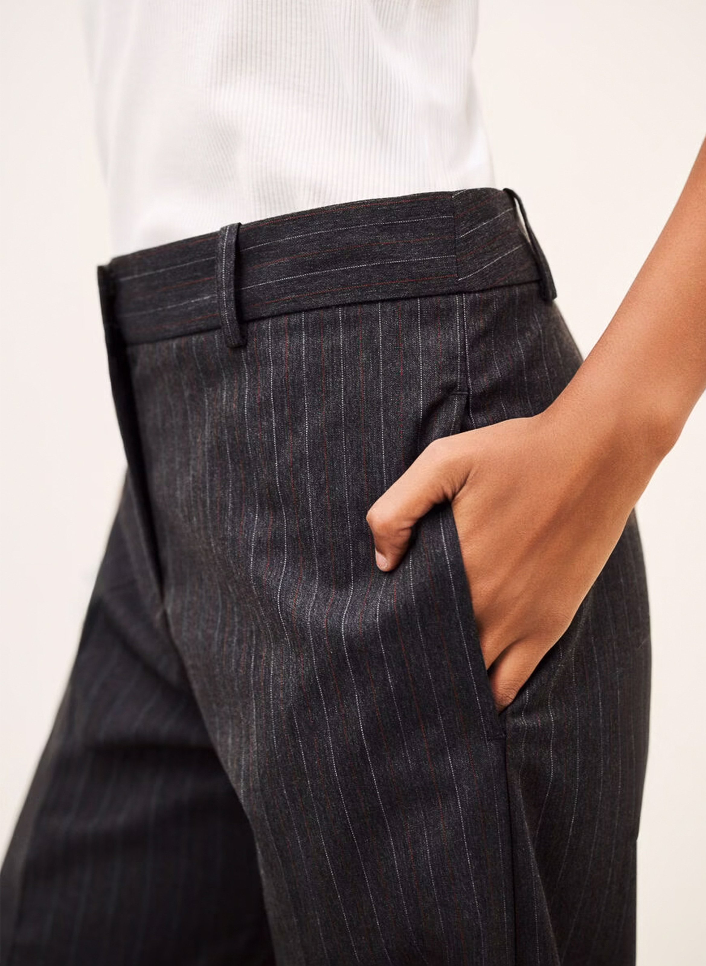 Pantalon tailleur droit à rayures disty BA&SH Gris