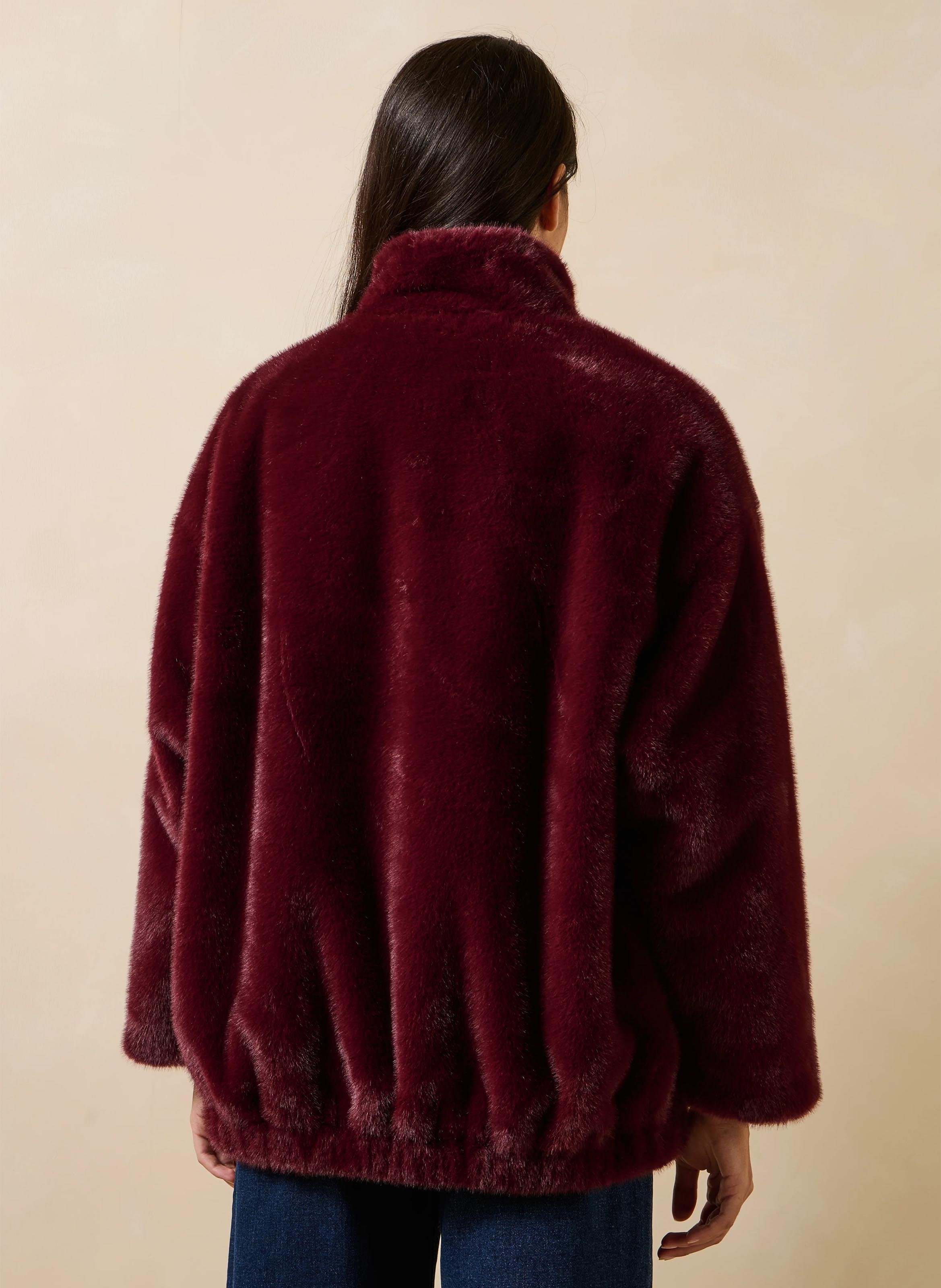 Jas van imitatiebont LA FEE MARABOUTEE Rood
