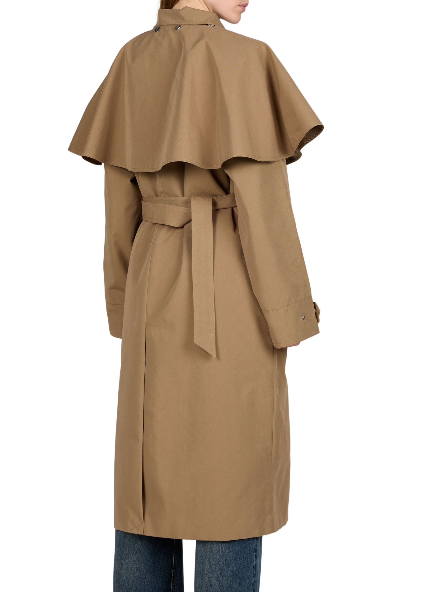 Long plain belted oversized trench coat BERENICE Brown