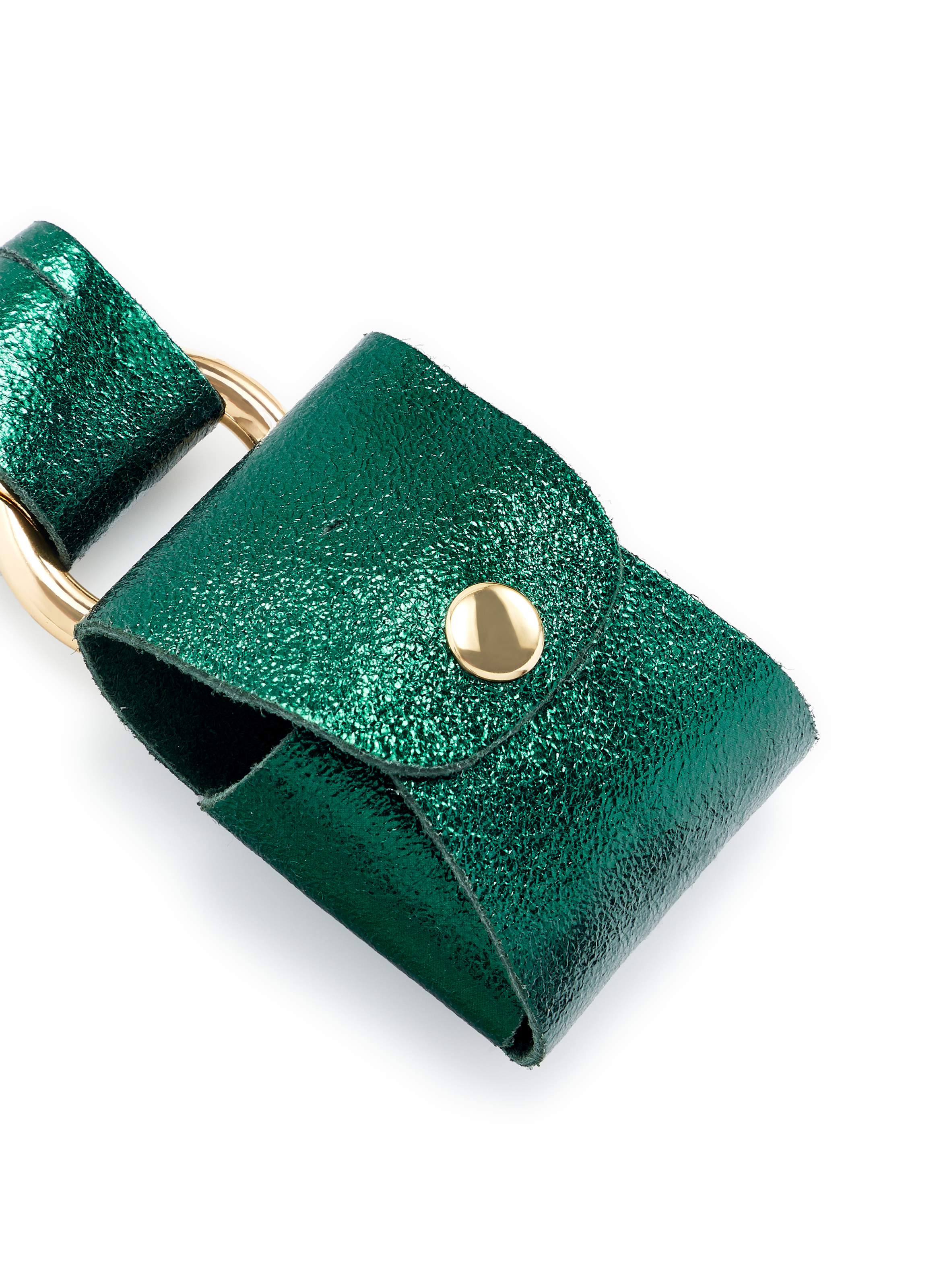 Metallic leather keyring AU PRINTEMPS PARIS Green