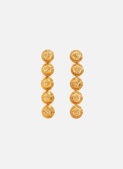 Gold VERSACE logo earrings 