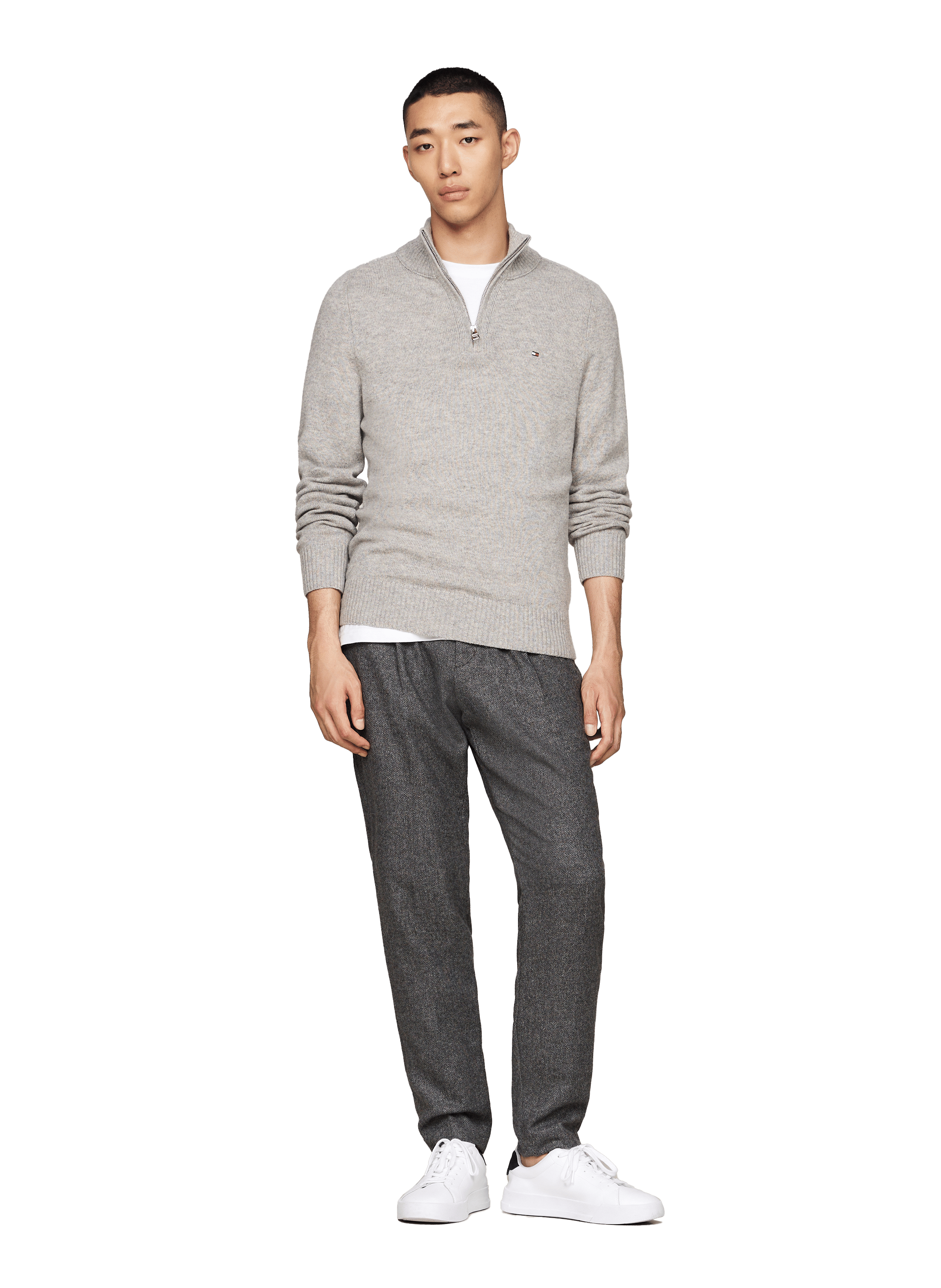 Wool zip-neck jumper TOMMY HILFIGER Grey
