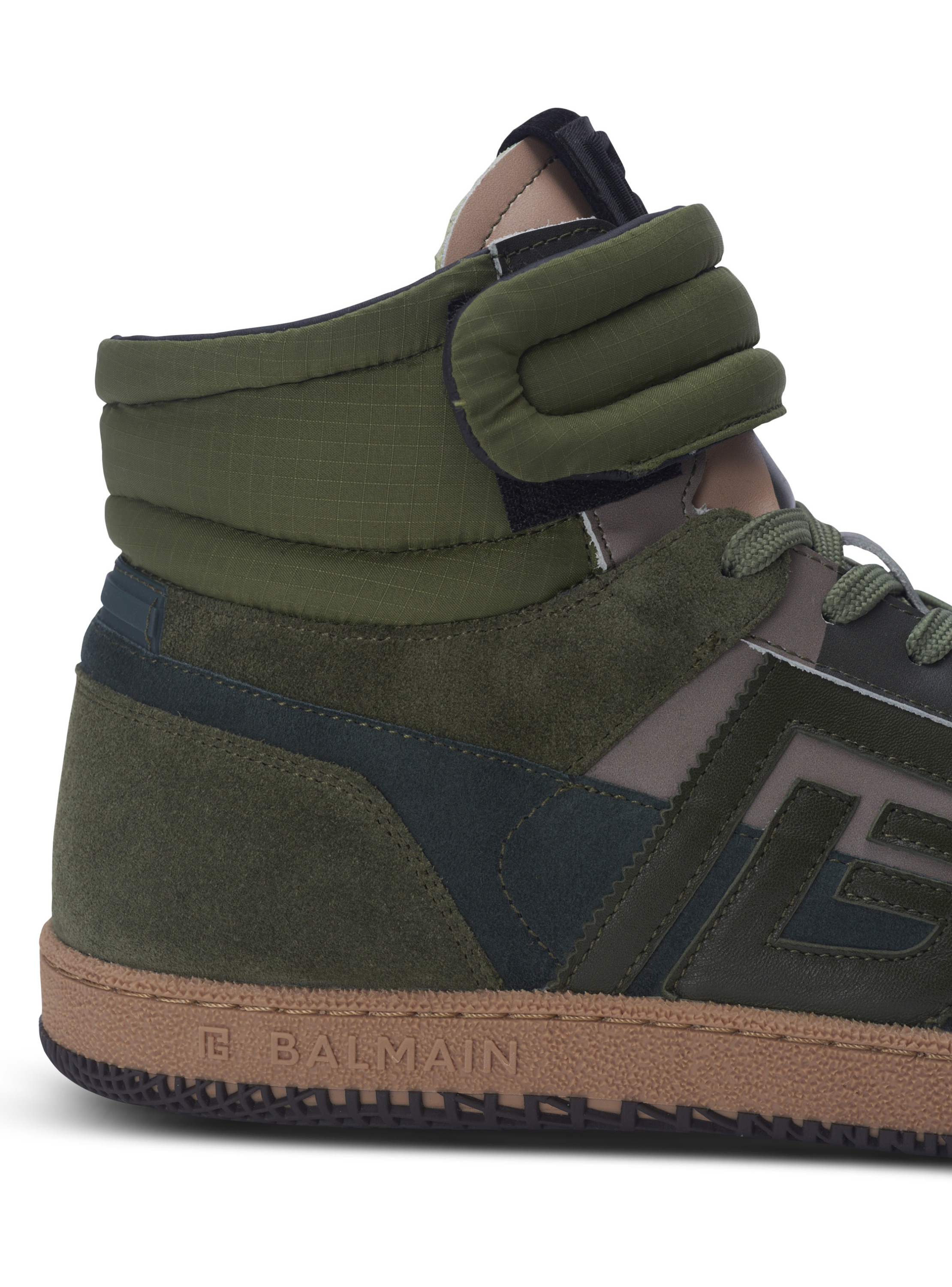 Baskets balmain swan mid-top en cuir de veau et cuir suédé BALMAIN Noir