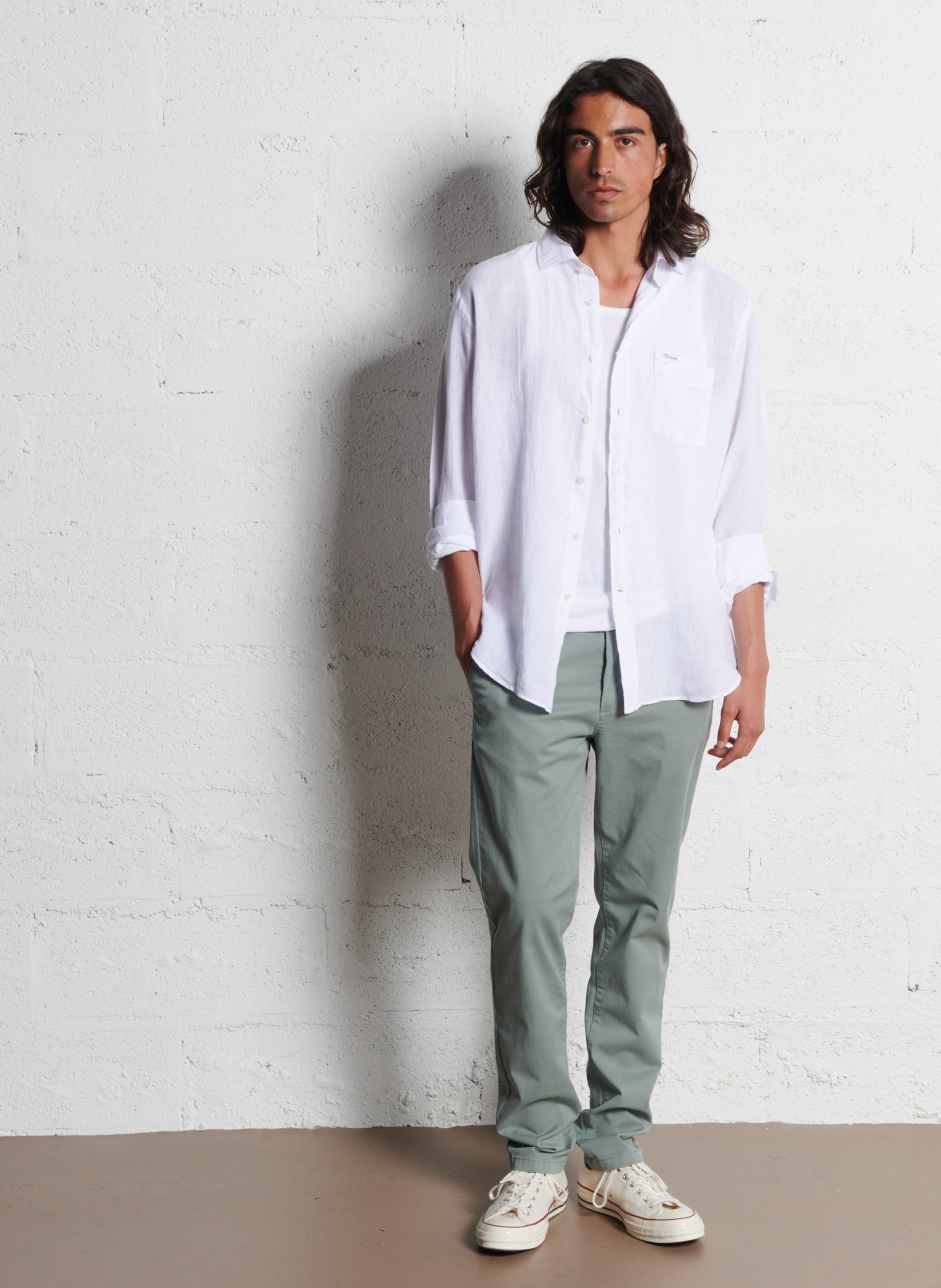 Pantalon droit en coton mélangé IKKS Bleu