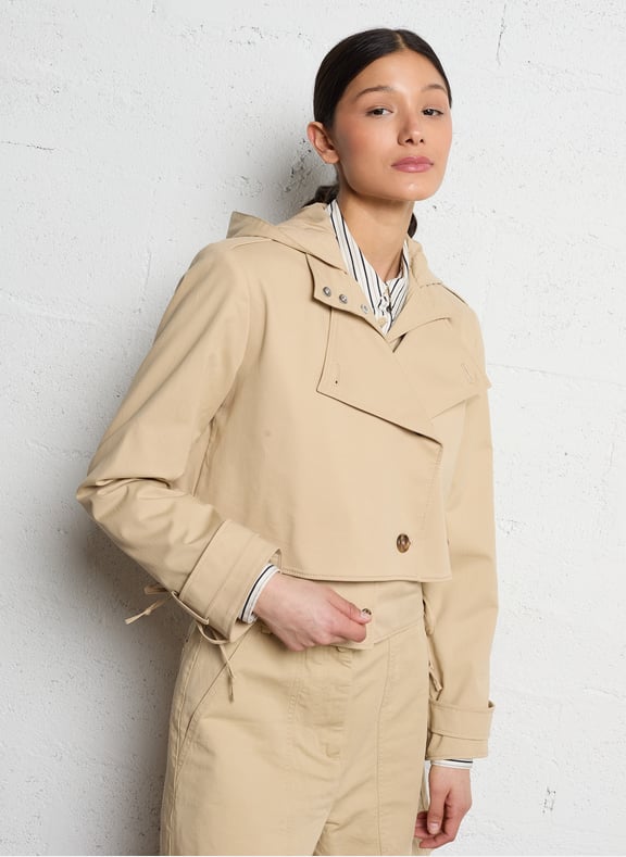 Trench droit en coton mélangé thym Beige by BA&SH BA&SH Trench droit en coton mélangé thym Beige