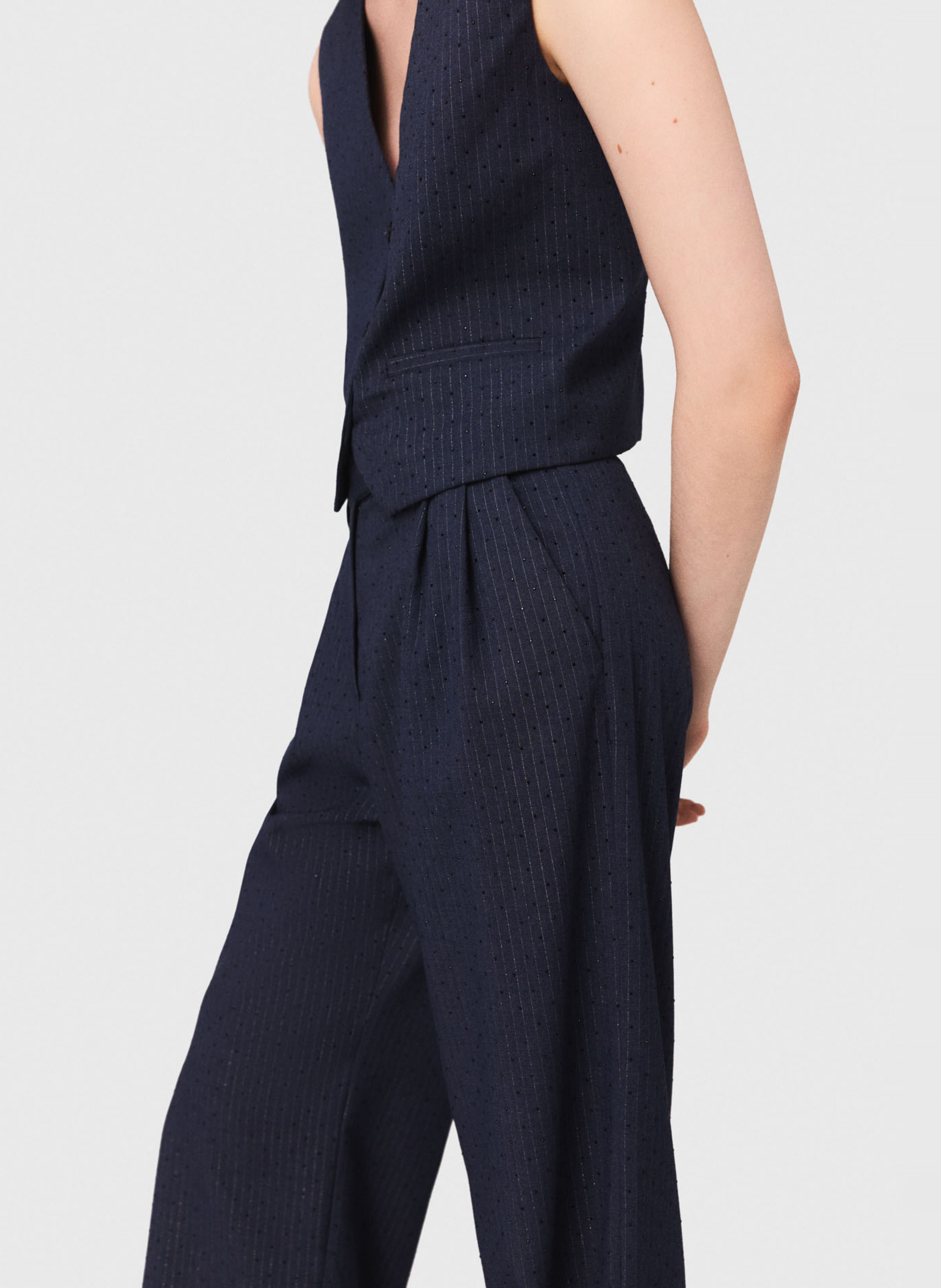 Pantalon large à rayures MAJE Bleu