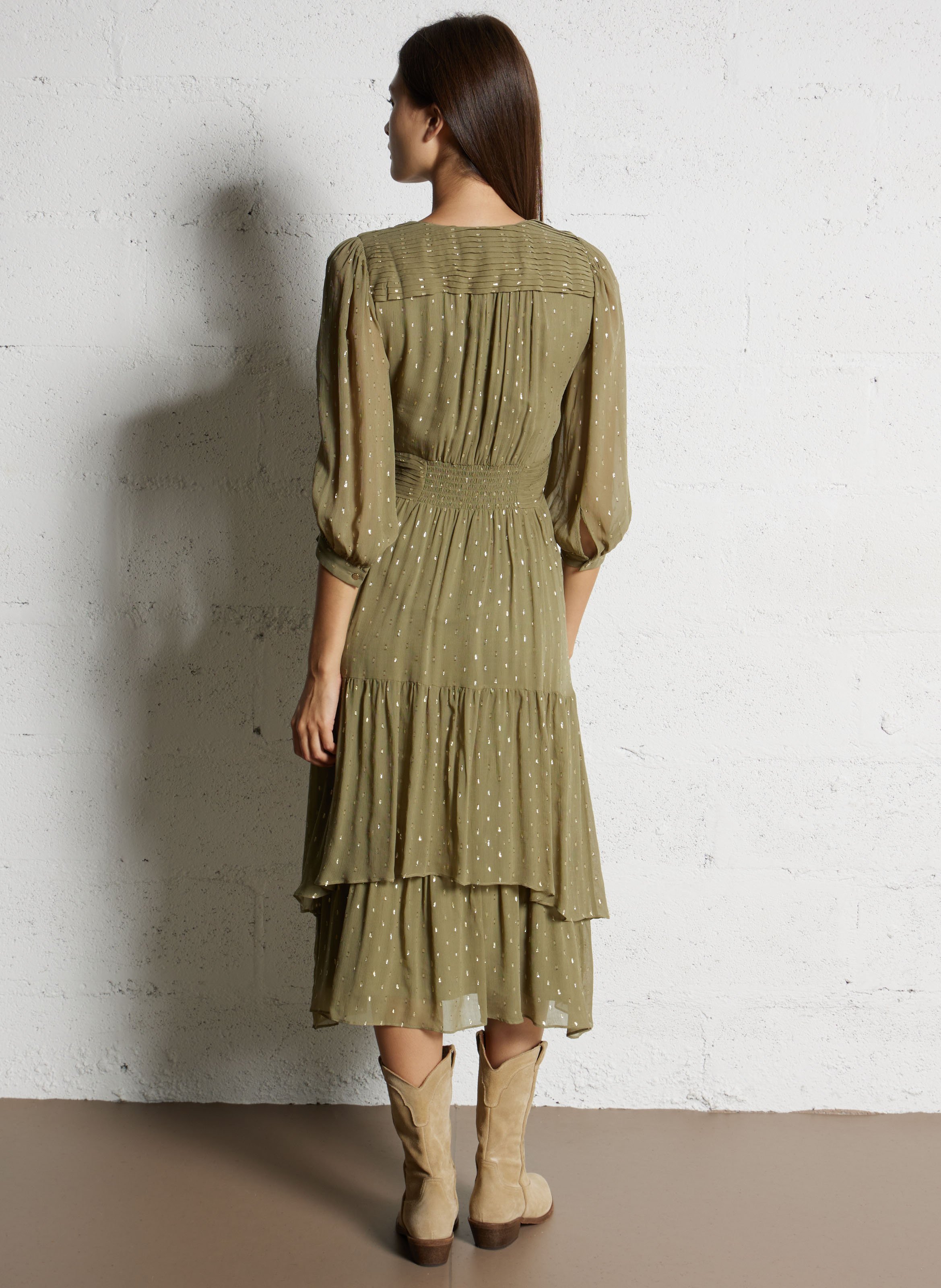 Robe longue col v maia BA&SH Kaki