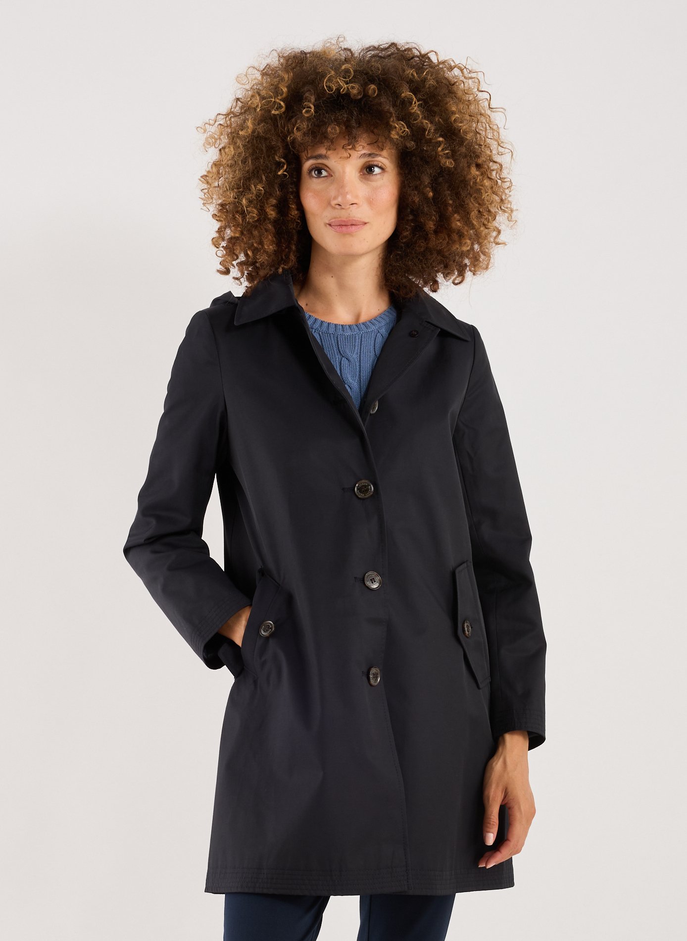 LAUREN Trench droit en coton Bleu