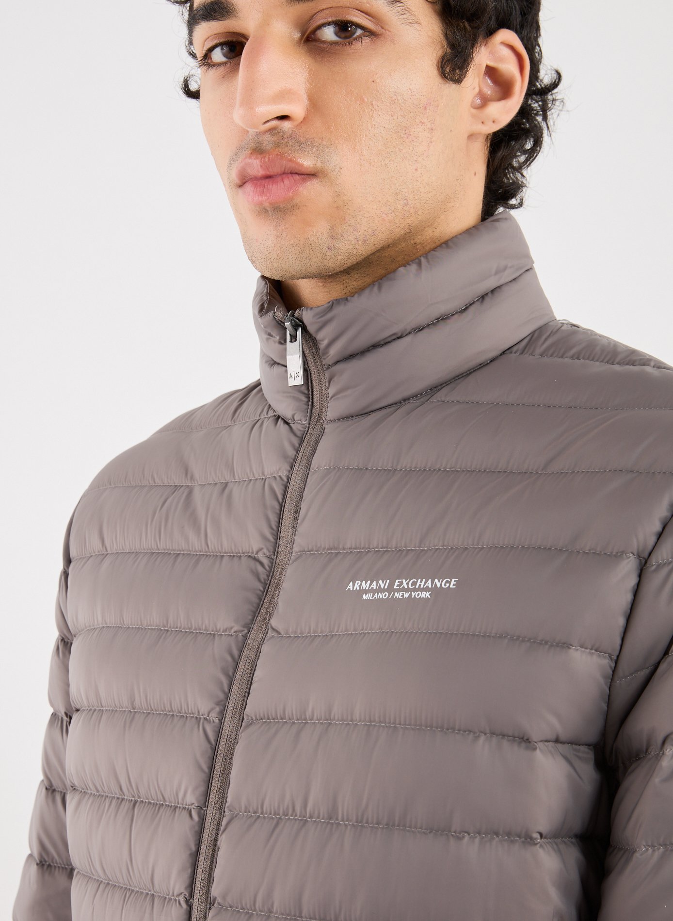 Quilted straight down jacket ARMANI EXCHANGE Brown