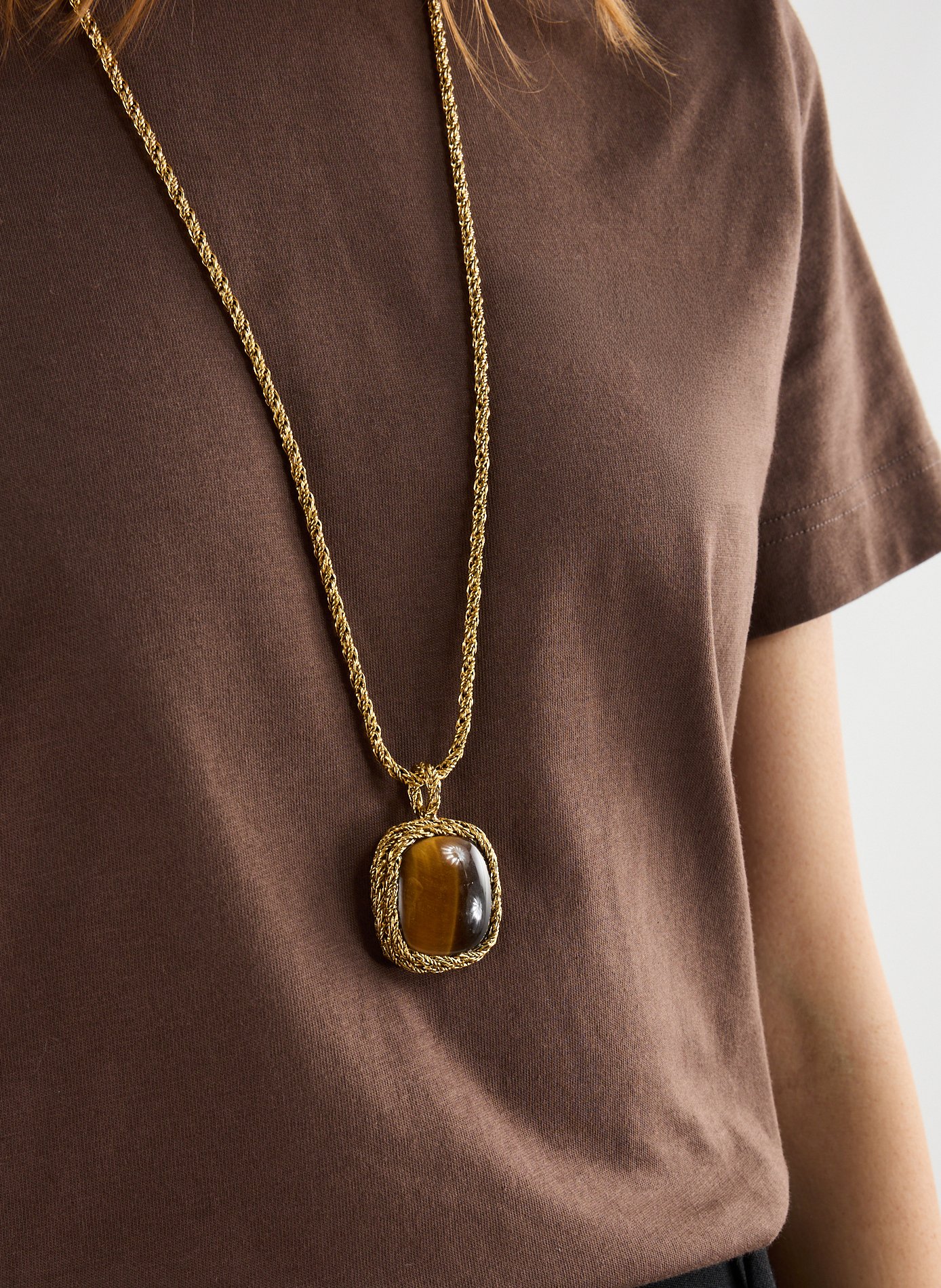 Sautoir Miki oeil de tigre AURELIE BIDERMANN Marron