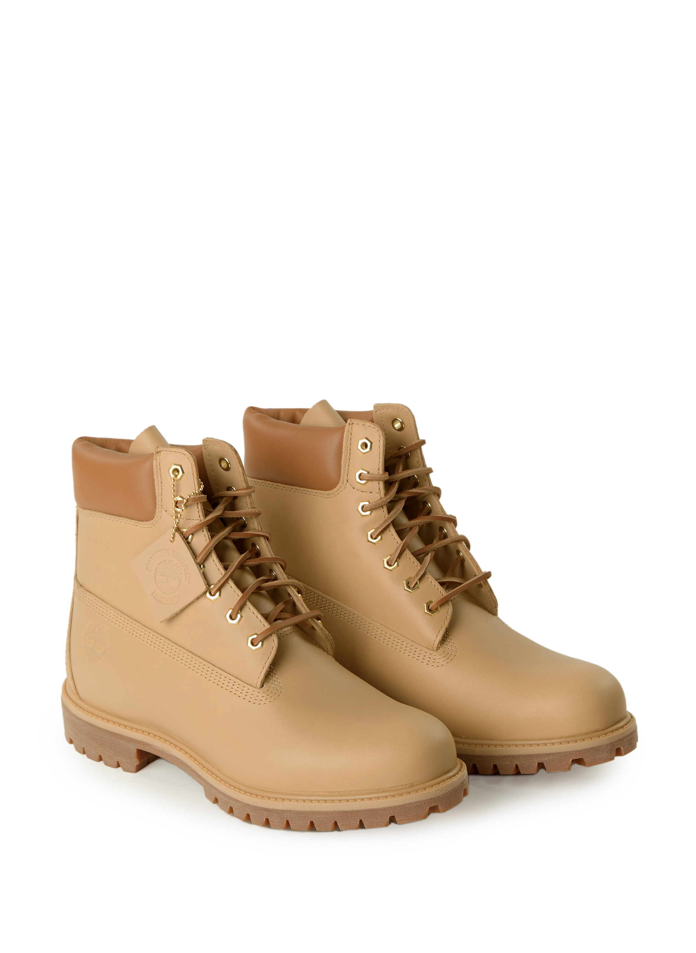 Two-tone leather notched sole boots TIMBERLAND Beige