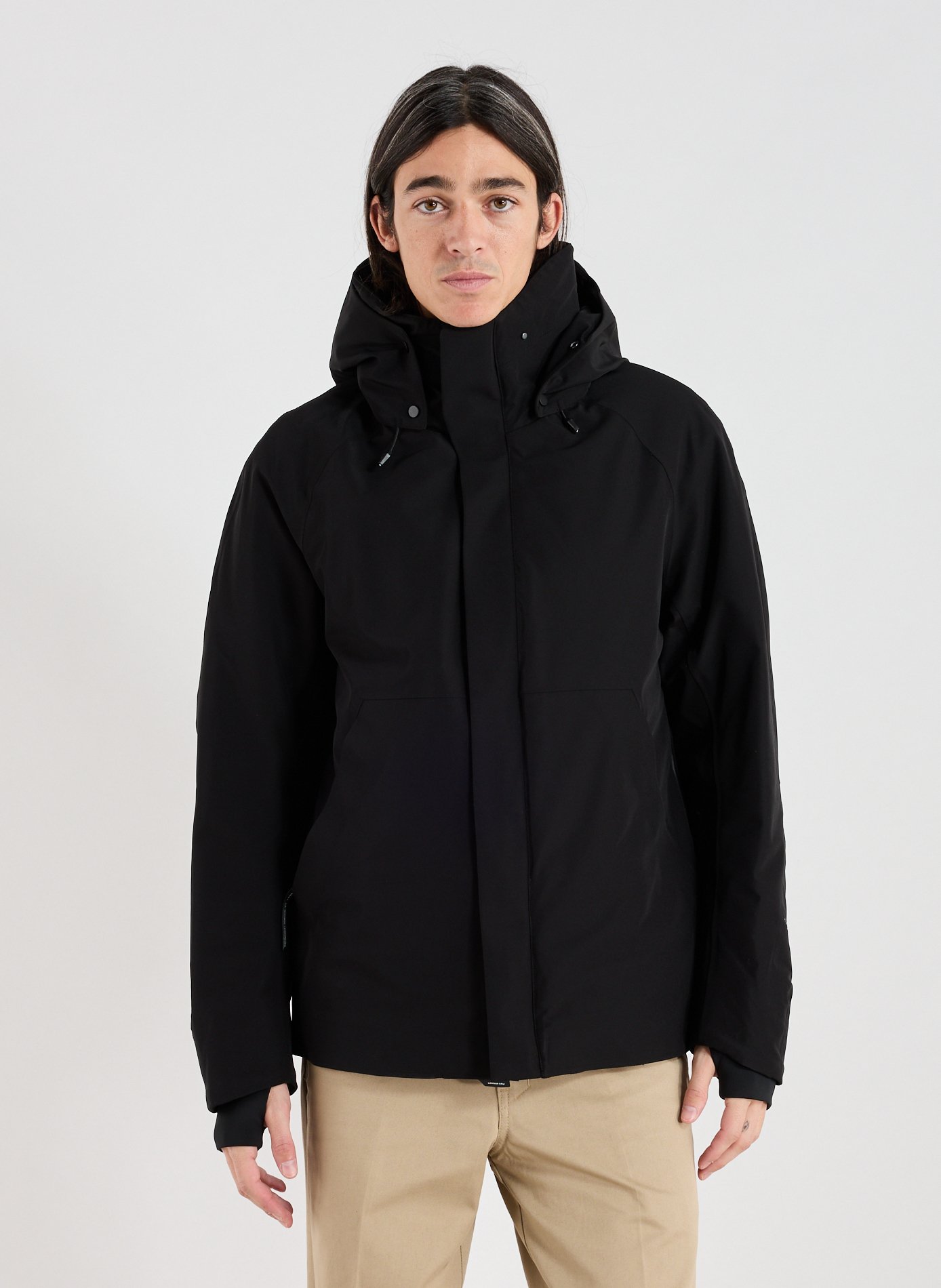 KRAKATAU Parka with high collar and removable hood Black