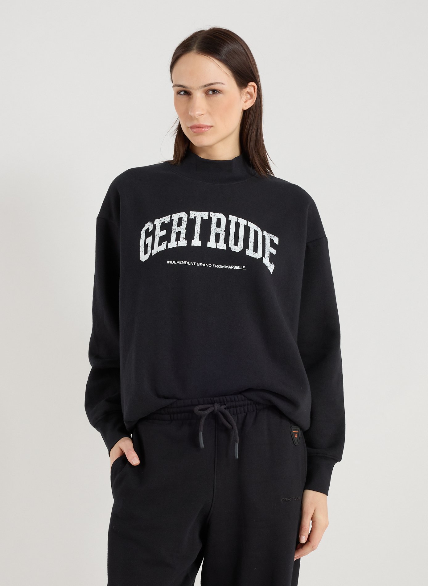 GERTRUDE ET GASTON Solid blend cotton sweater Black