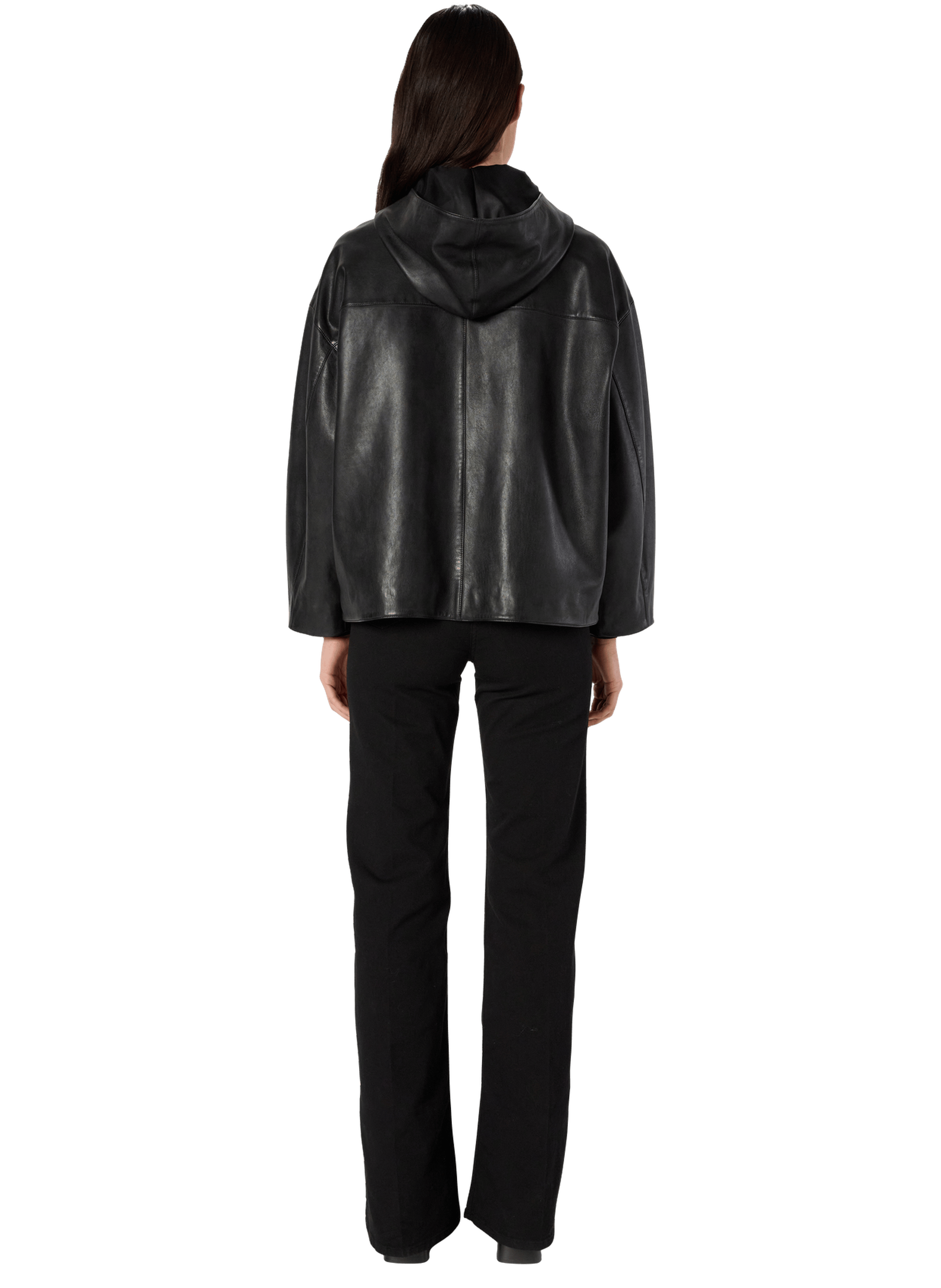 Veste oversize à capuche en cuir - nabila GERARD DAREL Noir