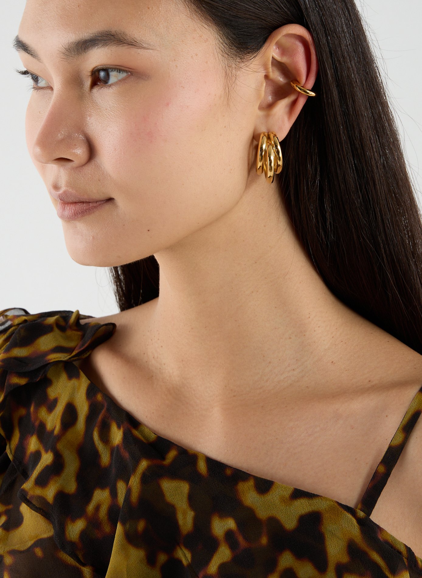 Brass hoops and ear cuffs RABANNE Golden