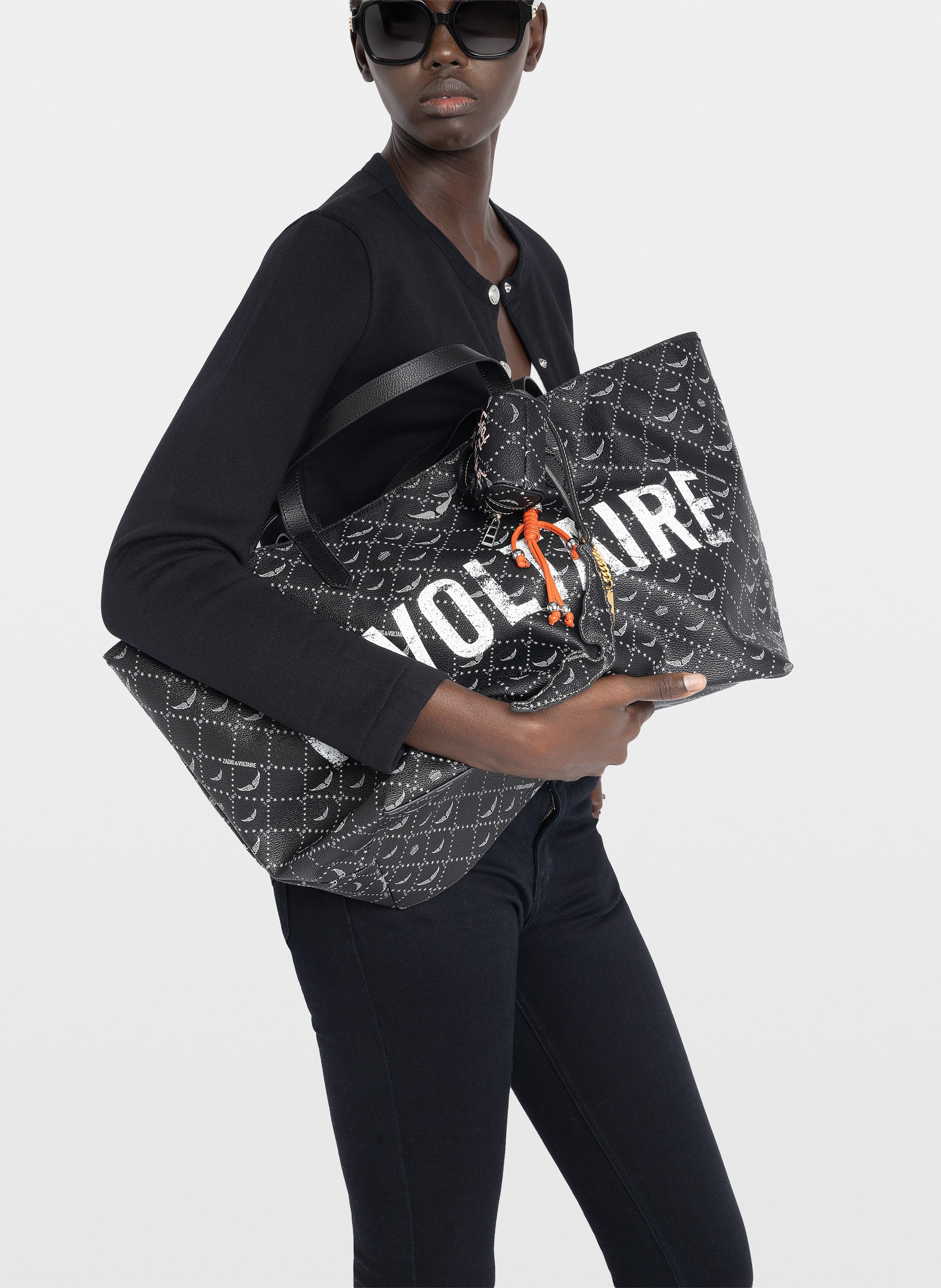 Sac cabas en toile monogramme z shopper xl ZADIG&VOLTAIRE Noir