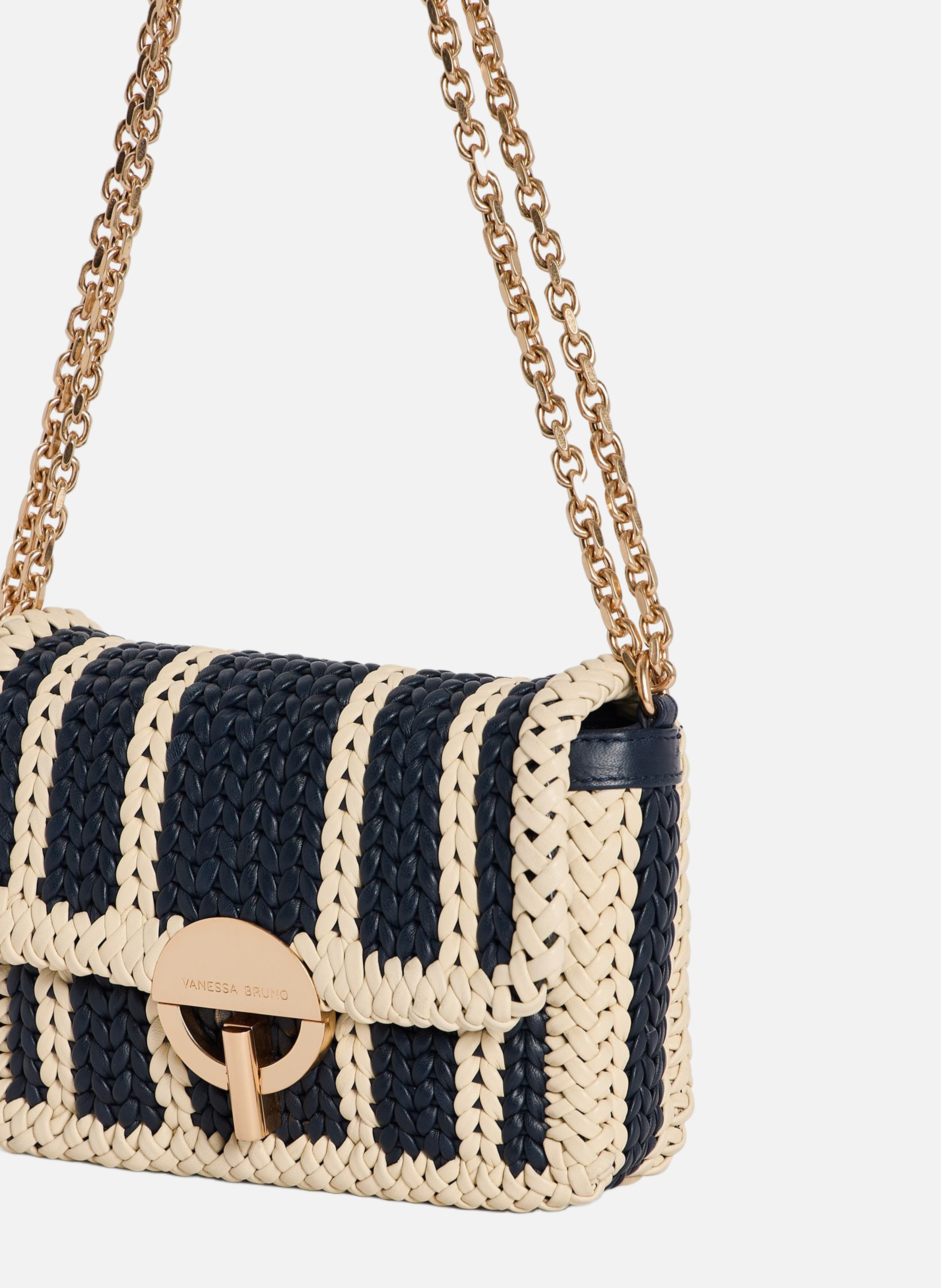 Petit sac moon en cuir tressé VANESSA BRUNO Bleu