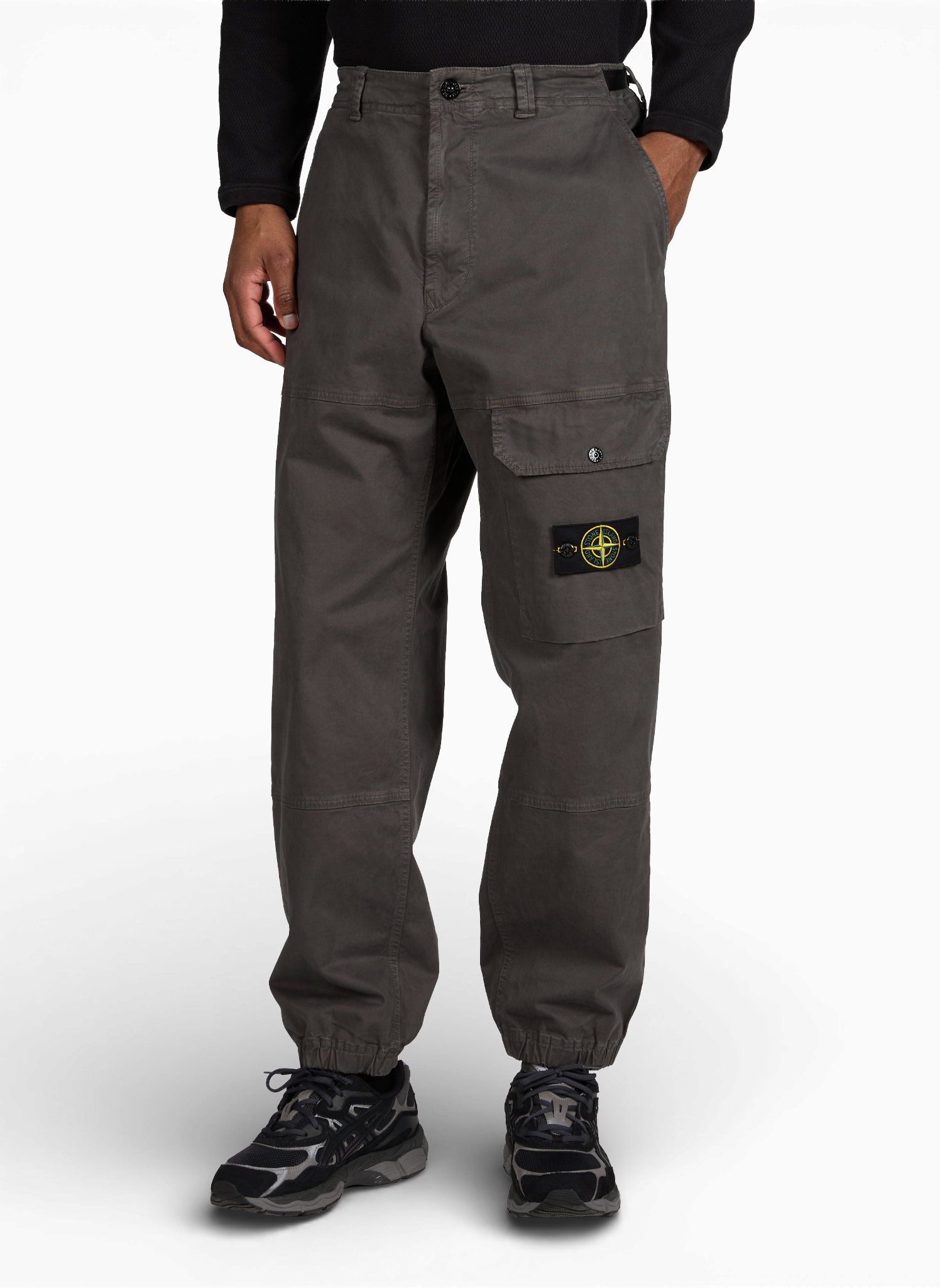 Pantalon ample chevilles resserrées en coton mélangé STONE ISLAND Gris