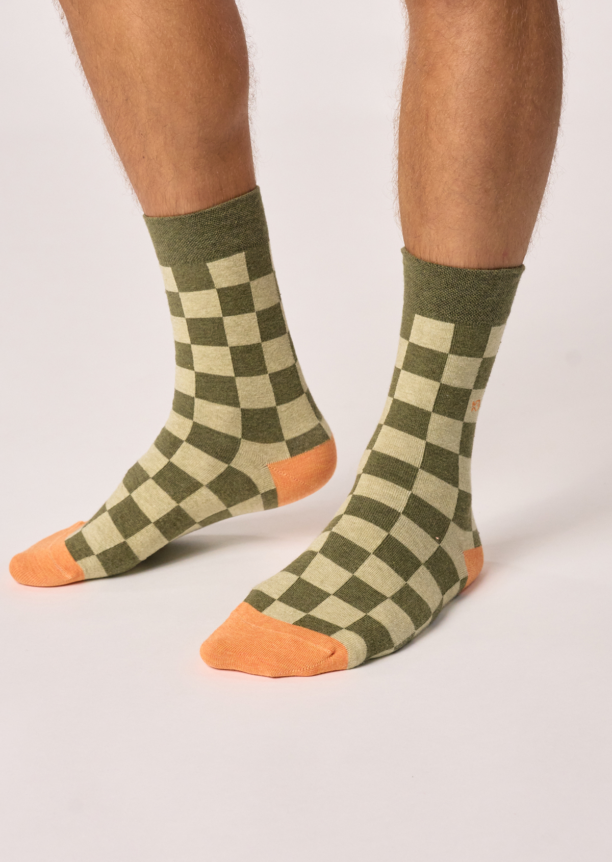 Chaussettes en coton peigné carreaux BILLYBELT Kaki