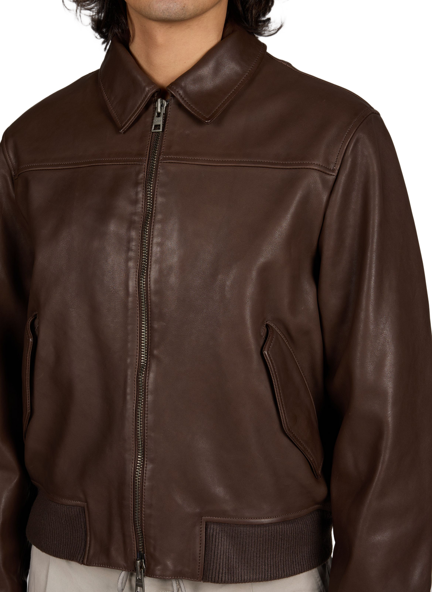 Veste col classique en cuir CLOSED Brown
