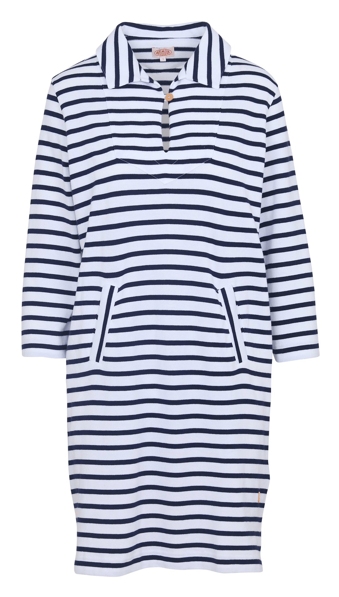 Robe courte col classique en coton rayé heritage ARMOR-LUX Blanc