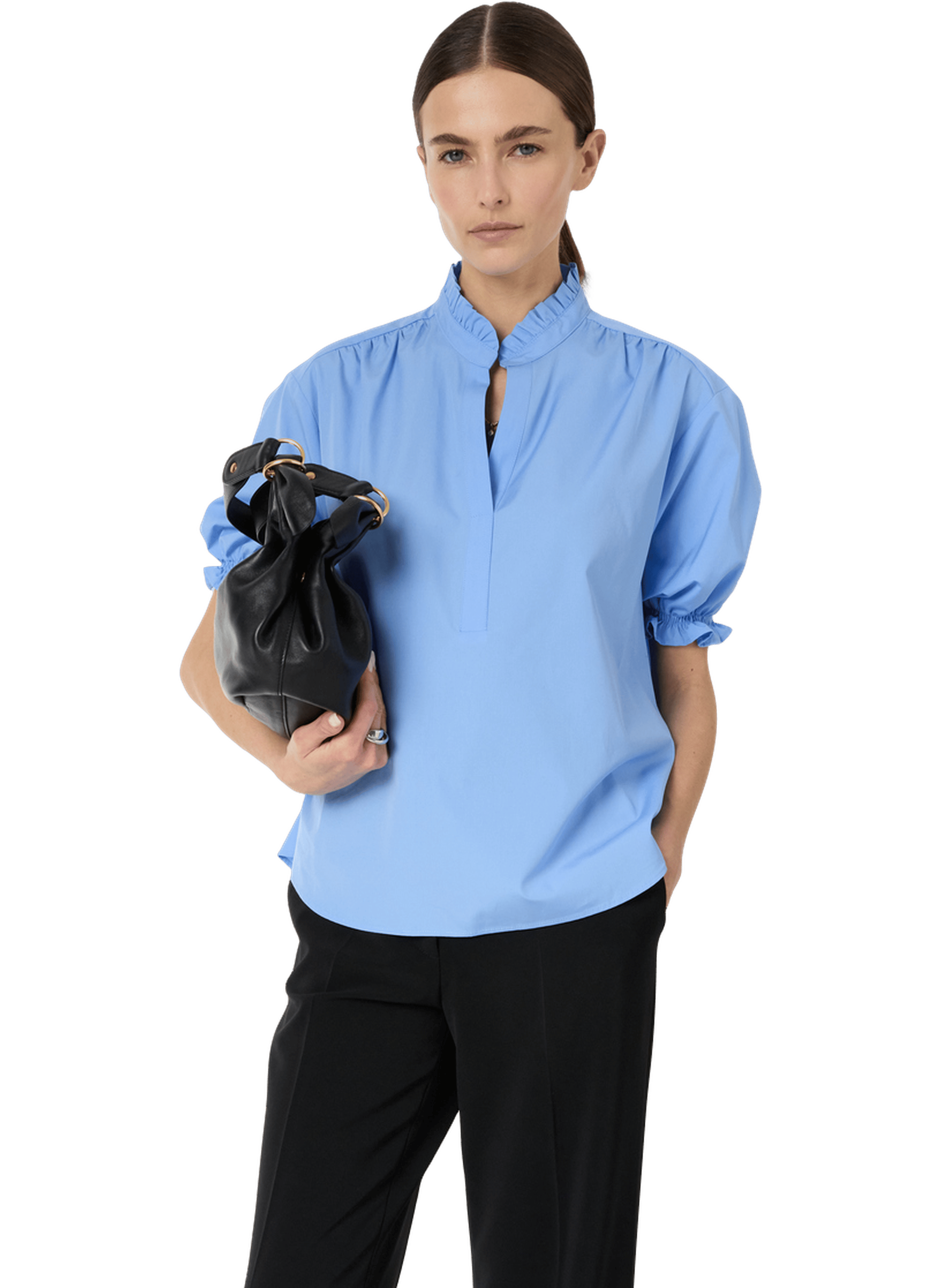 Blouse à volants en coton - chayma GERARD DAREL Bleu