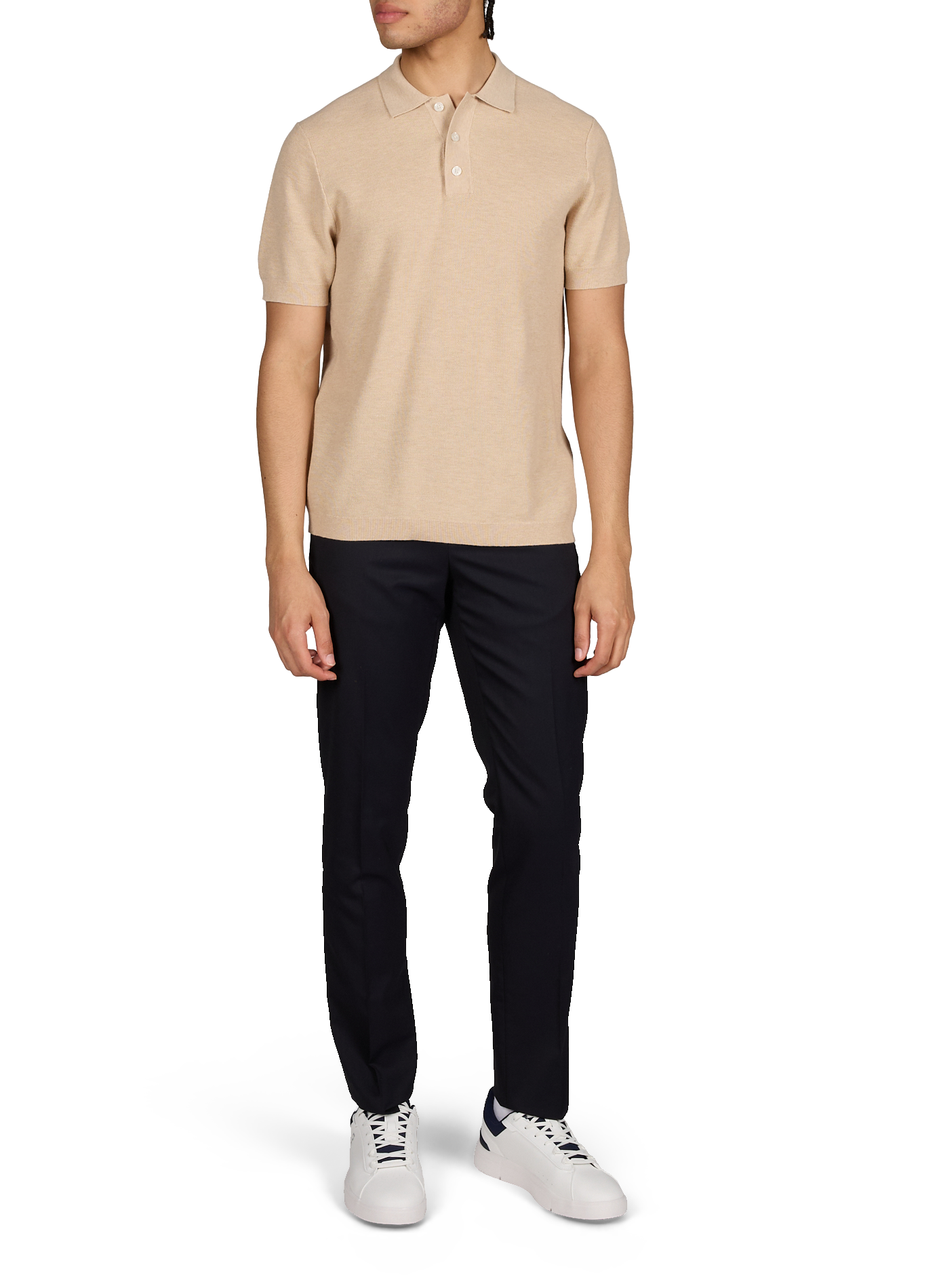 Short-sleeved polo in piqué cotton and cashmere HACKETT Beige