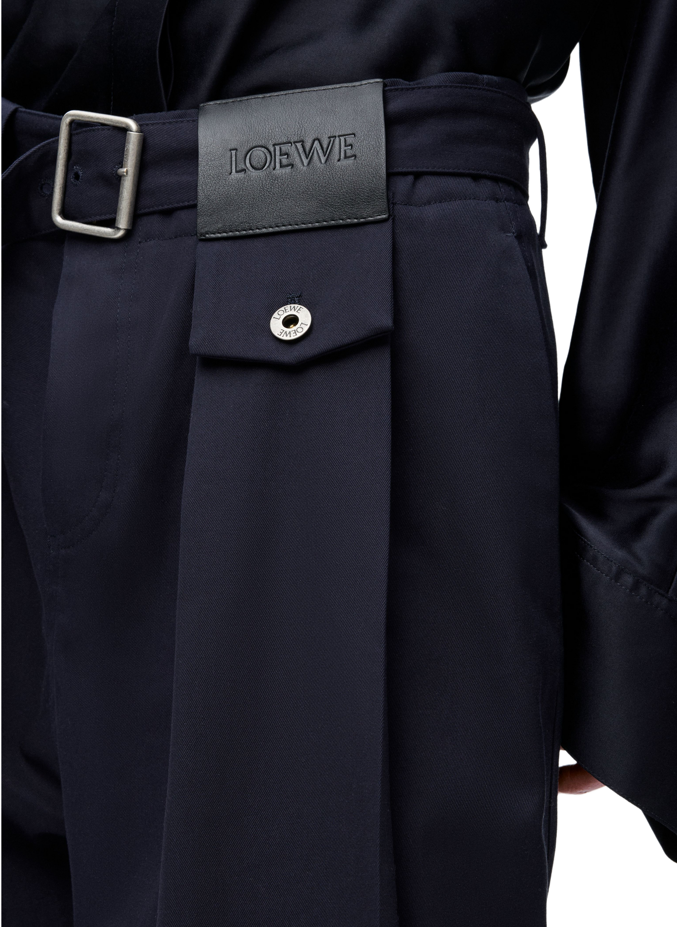 Pantalon décontractée en coton et soie LOEWE Bleu