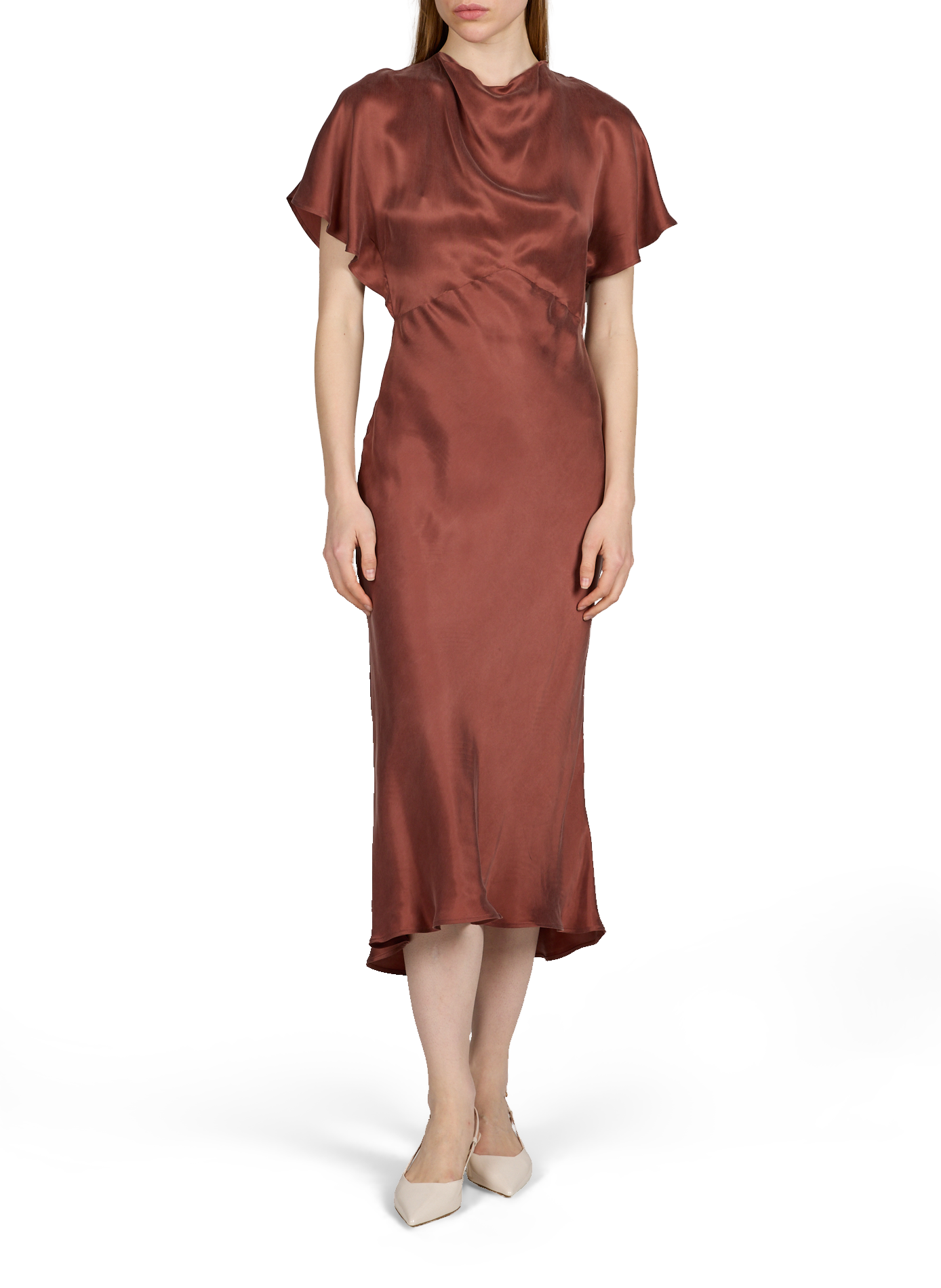 Robe longue cintrée fluide BOSS Rouge