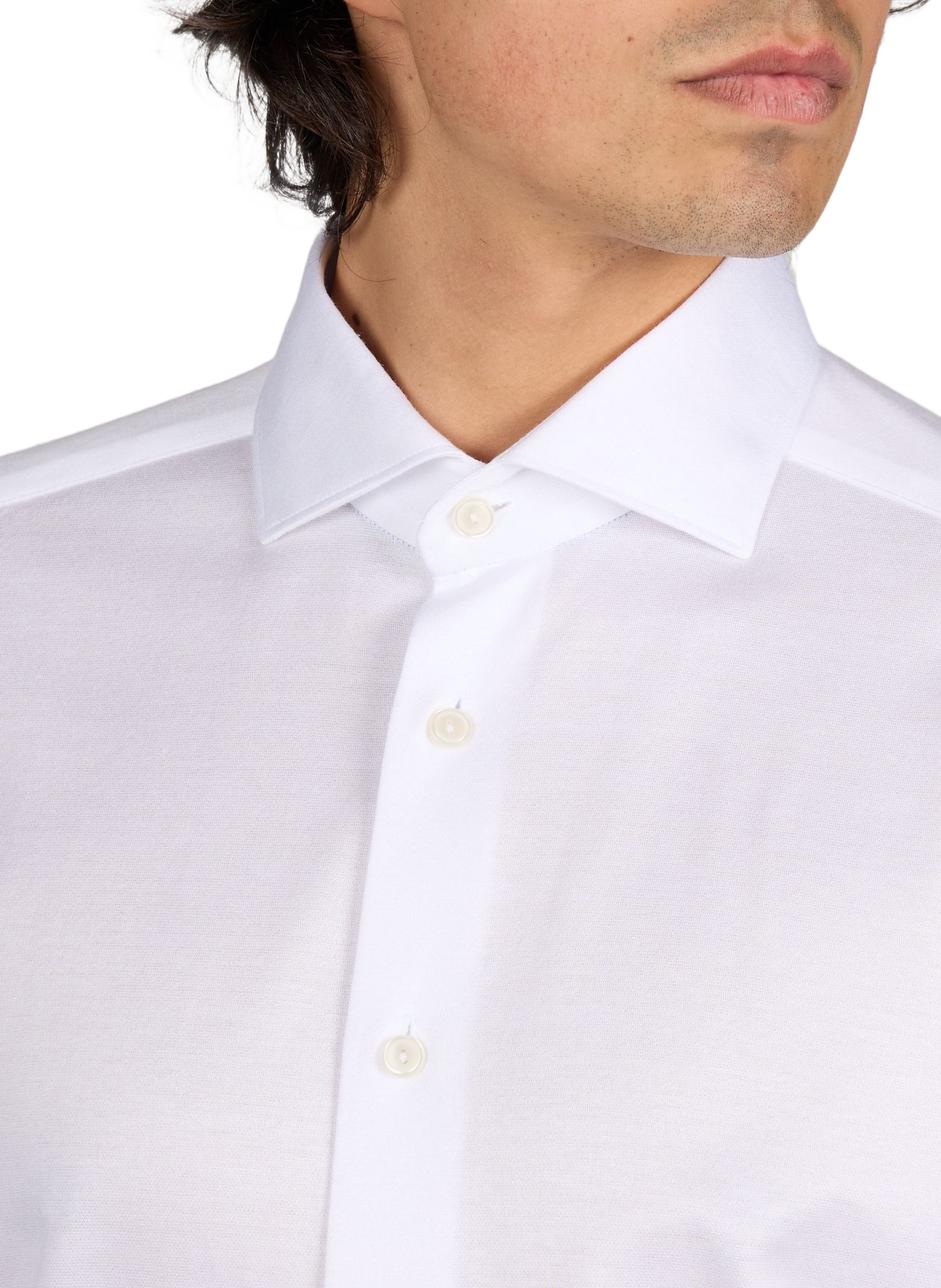 Chemise droite jacquard en coton ETON Blanc