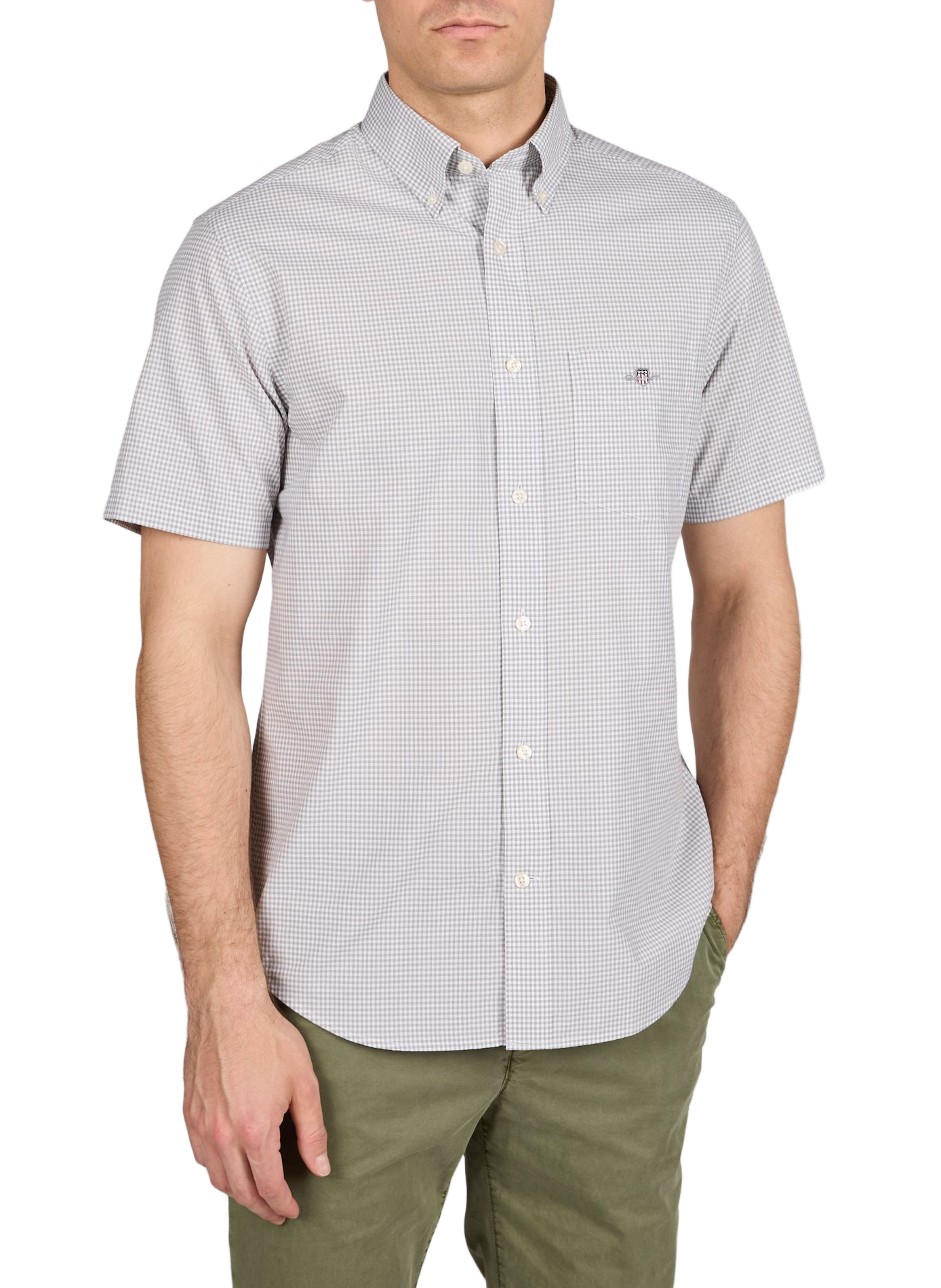 Chemise droite à carreaux en coton GANT Gris