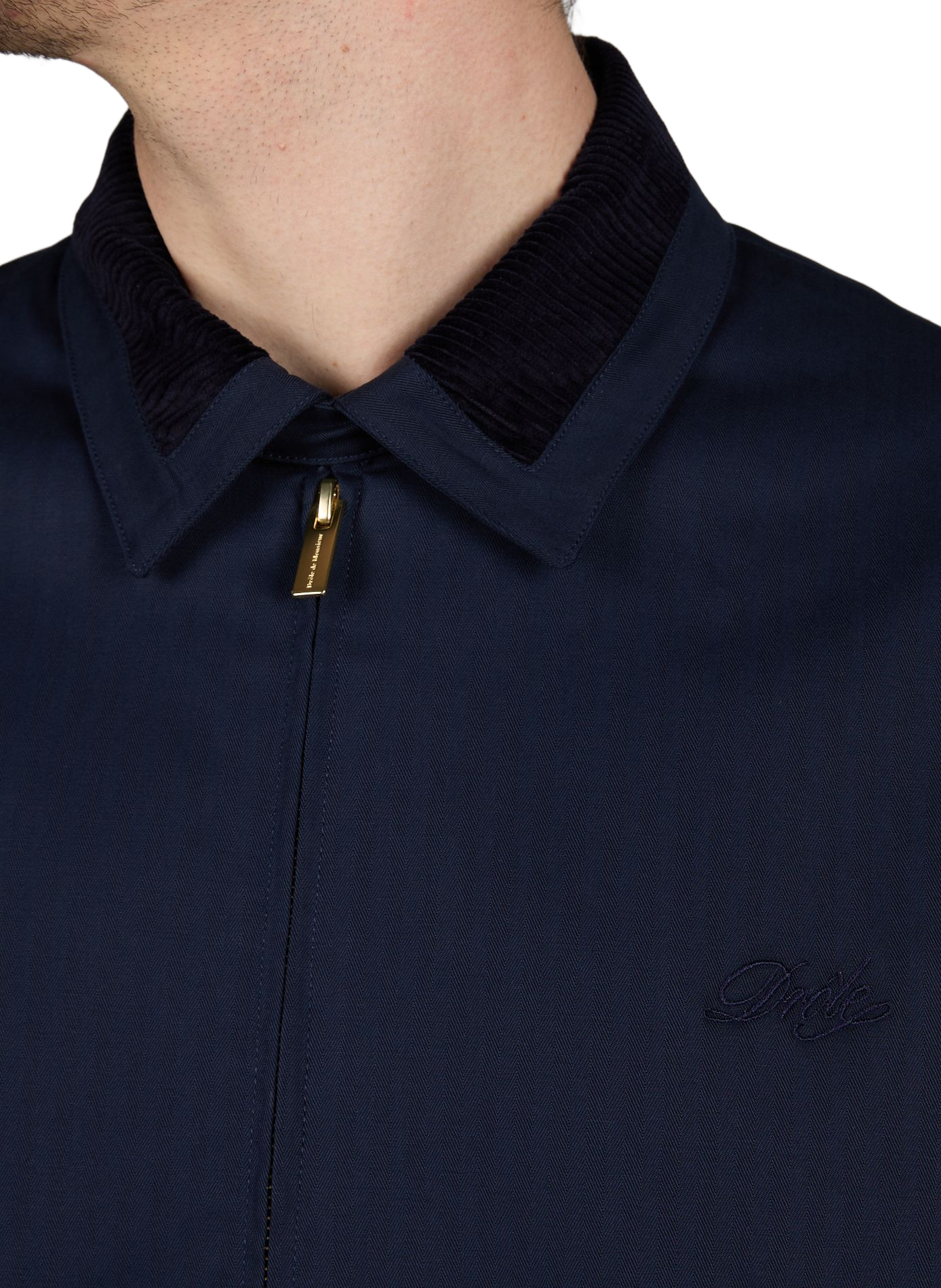 Corduroy collar jacket in blended cotton DROLE DE MONSIEUR Blue
