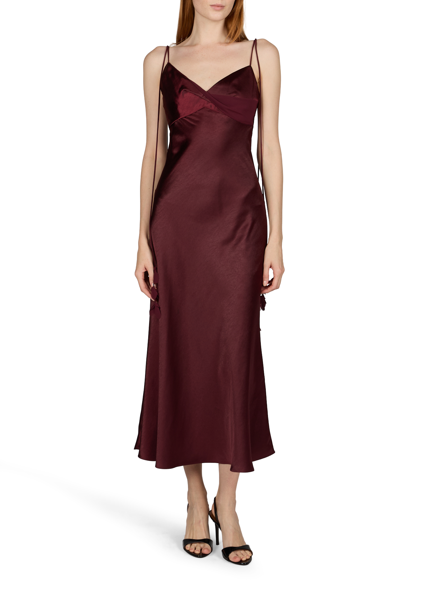 Long satin Dress SELF PORTRAIT Red