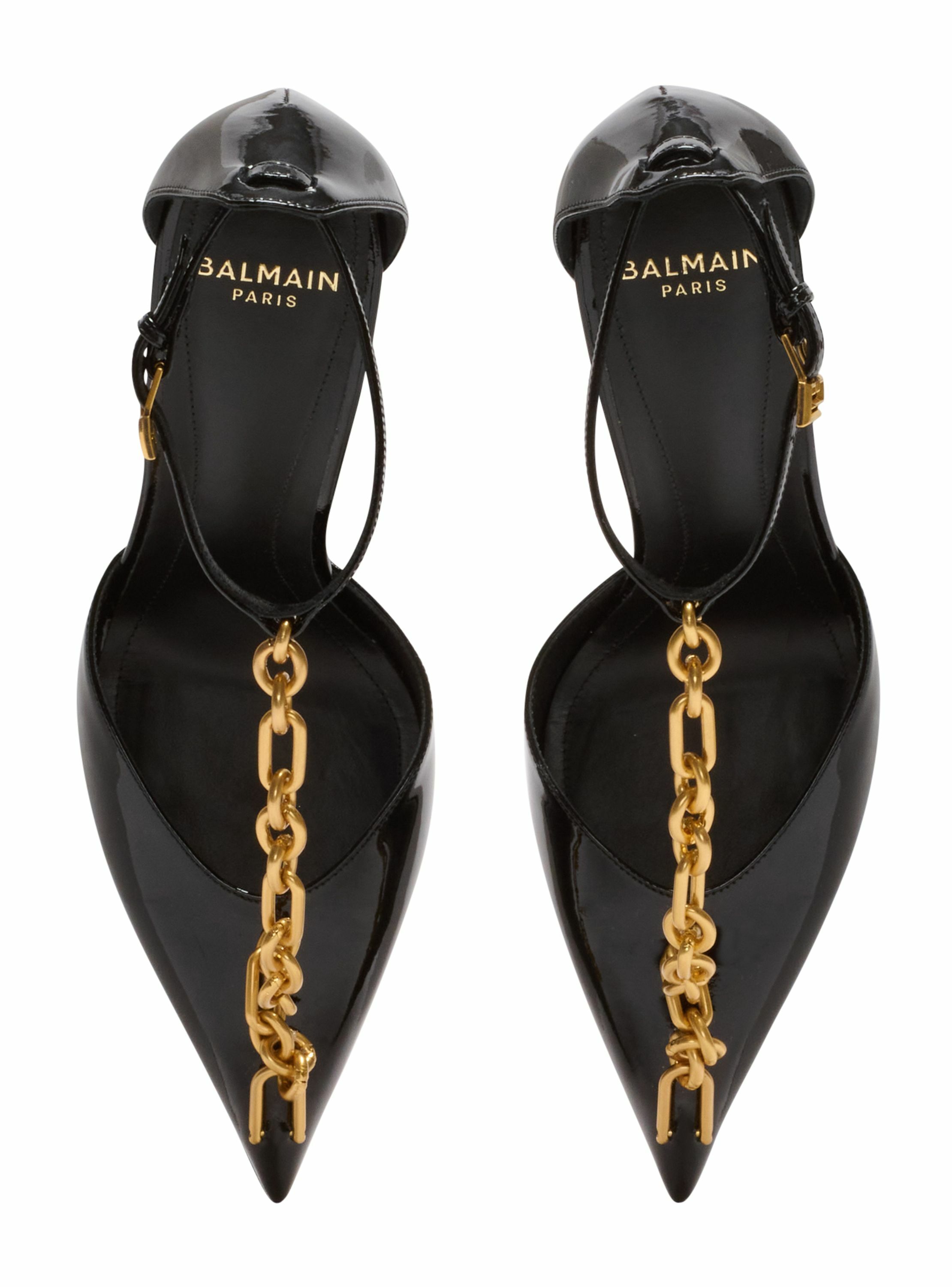 Escarpins sync en cuir verni à bout pointu BALMAIN Noir