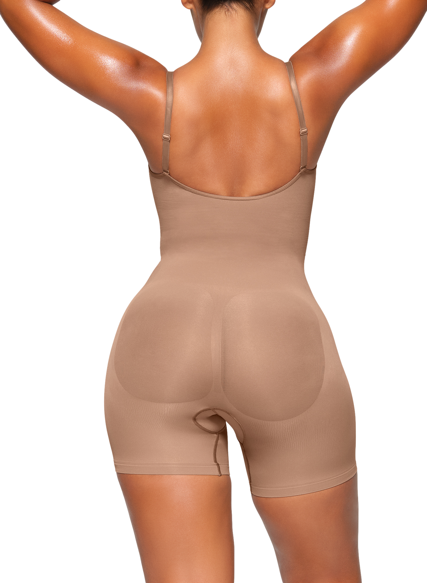 Solid color body shorty with adjustable straps SKIMS Brown