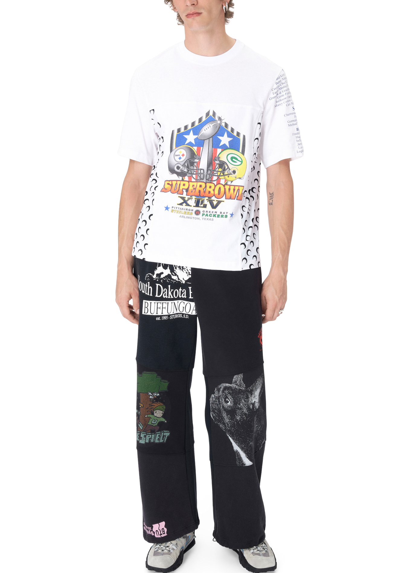 Pantalons de survêtement en molleton graphique upcyclé unisexe MARINE SERRE Noir