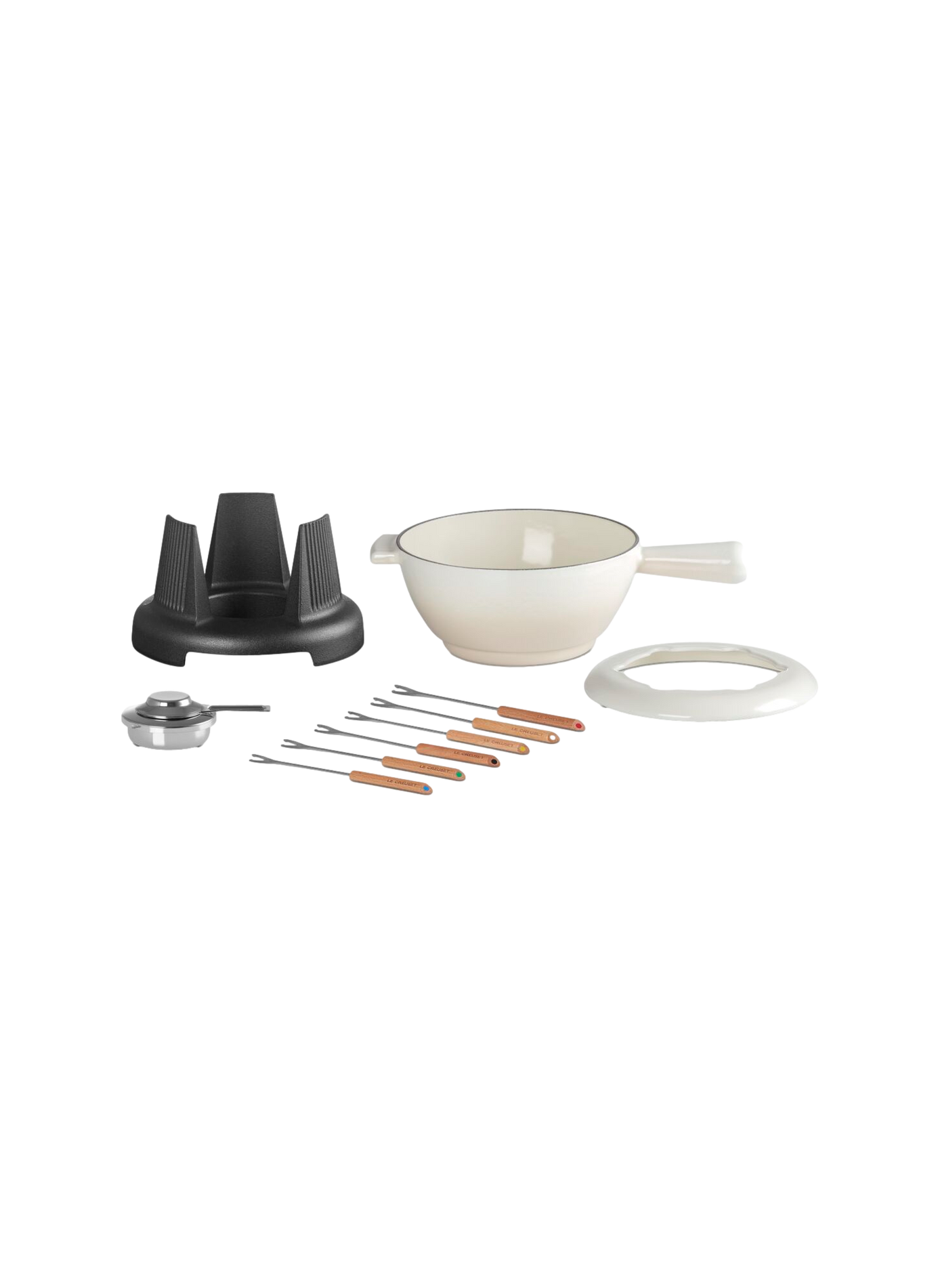 Gusseisernes Fondue-Set mit Emaillebeschichtung LE CREUSET Beige